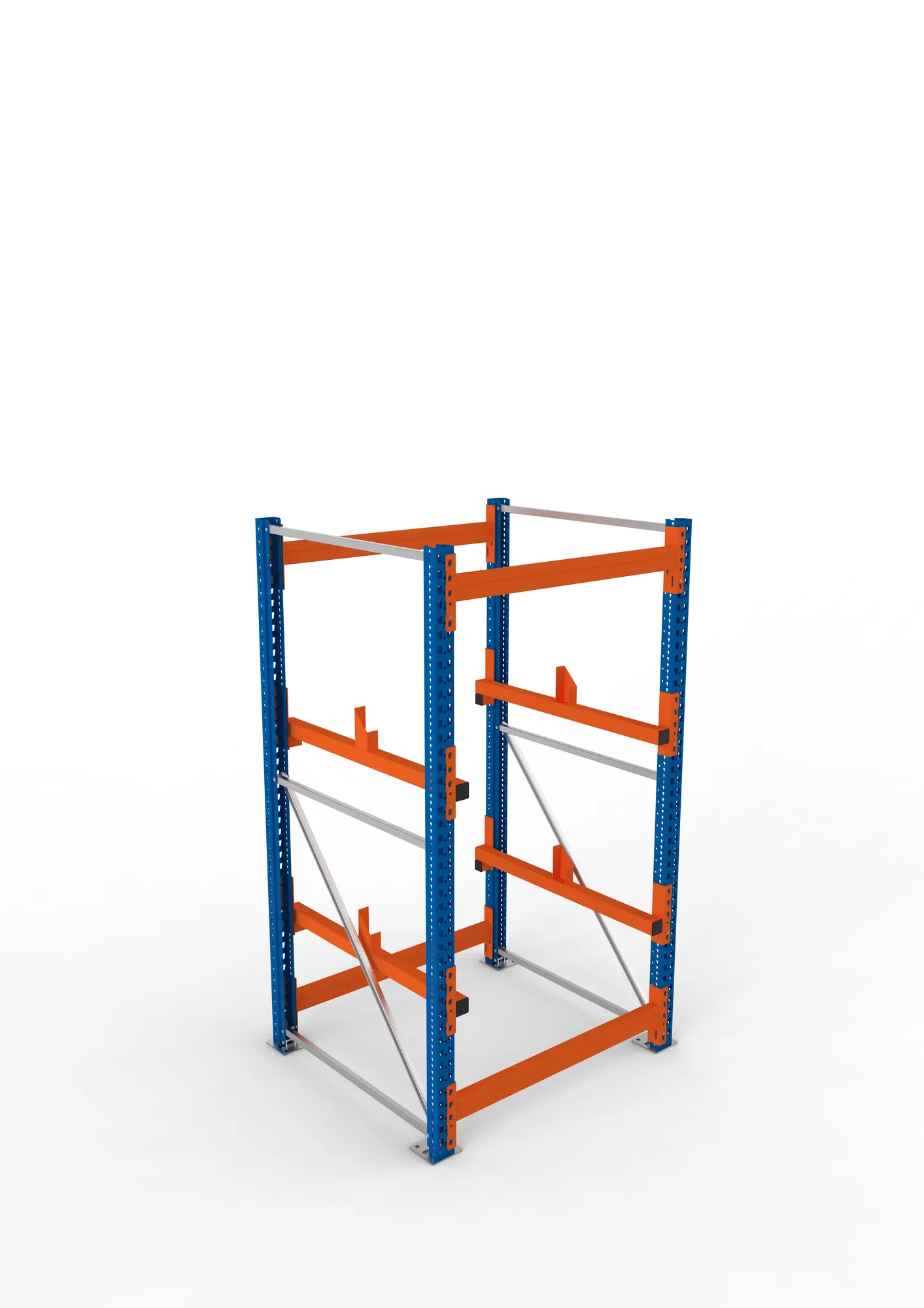 META MULTIPAL, Kabeltrommelregal, Grundregal, 2200 x 1100 x 1100 mm, Feldlast 4000 kg, 2 Ebenen, Typ 1, RAL 5010 – Ansicht von oben