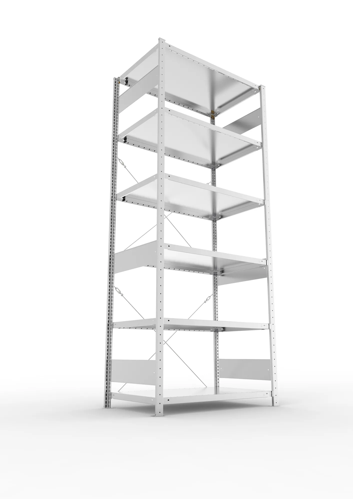 META CLIP S3, Fachbodenregal, Grundregal, 2500 x 1000 x 600 mm, Fachlast 230 kg, 6 Ebenen, verzinkt – Ansicht von unten