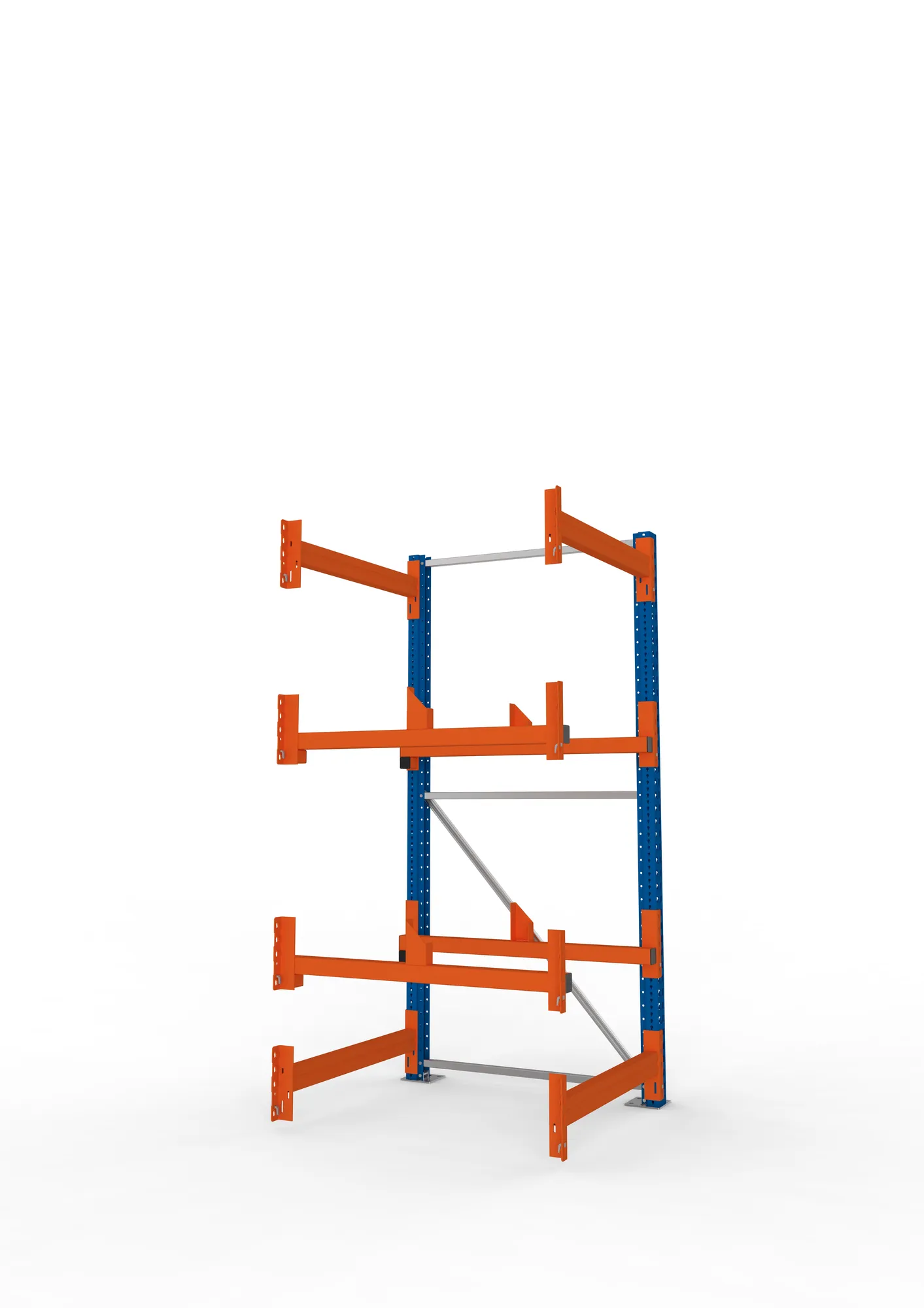 META MULTIPAL, Kabeltrommelregal, Anbauregal, 2200 x 900 x 1100 mm, Feldlast 4000 kg, 2 Ebenen, Typ 1, RAL 5010 – Seitenansicht
