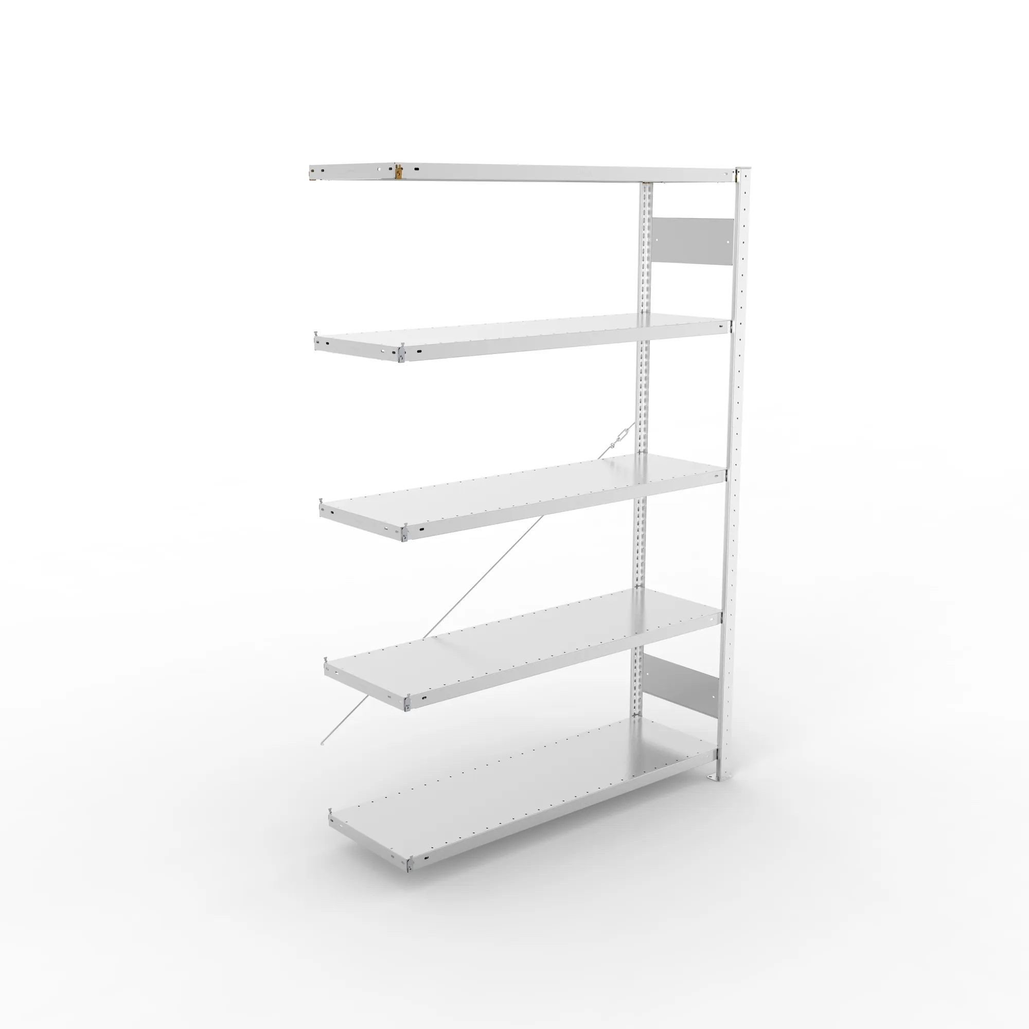 META CLIP, Fachbodenregal, Anbauregal, 2000 x 1300 x 400 mm, Fachlast 230 kg, 5 Ebenen, verzinkt – Ansicht von oben