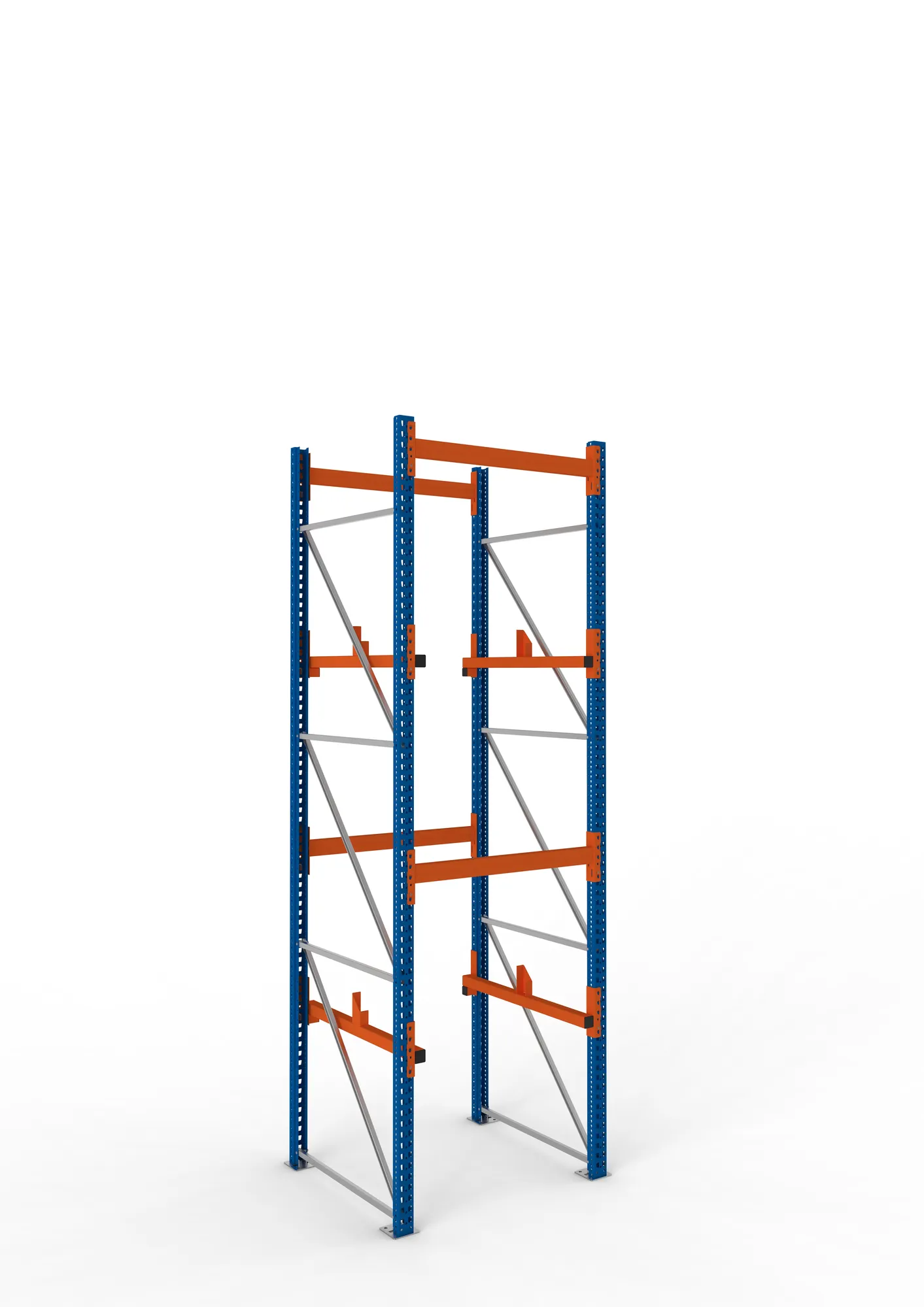 META MULTIPAL, Kabeltrommelregal, Grundregal, 3800 x 1100 x 1100 mm, Feldlast 4000 kg, 2 Ebenen, Typ 1, RAL 5010 – Ansicht in Blickhöhe