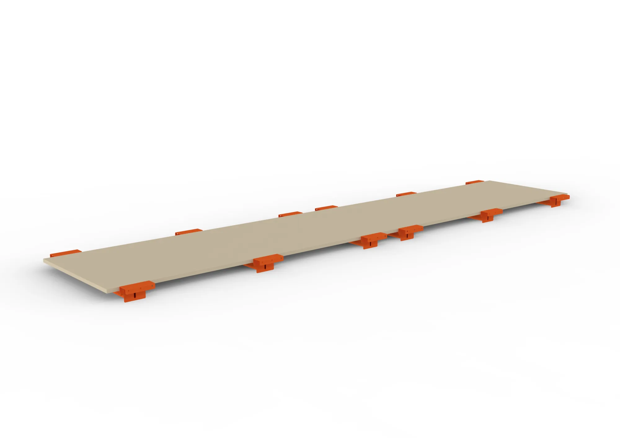 META MULTIPAL, Zusatzboden Spanplatte 19 mm, 3600 x 800 mm, mit Tiefenauflage – Ansicht in Blickhöhe