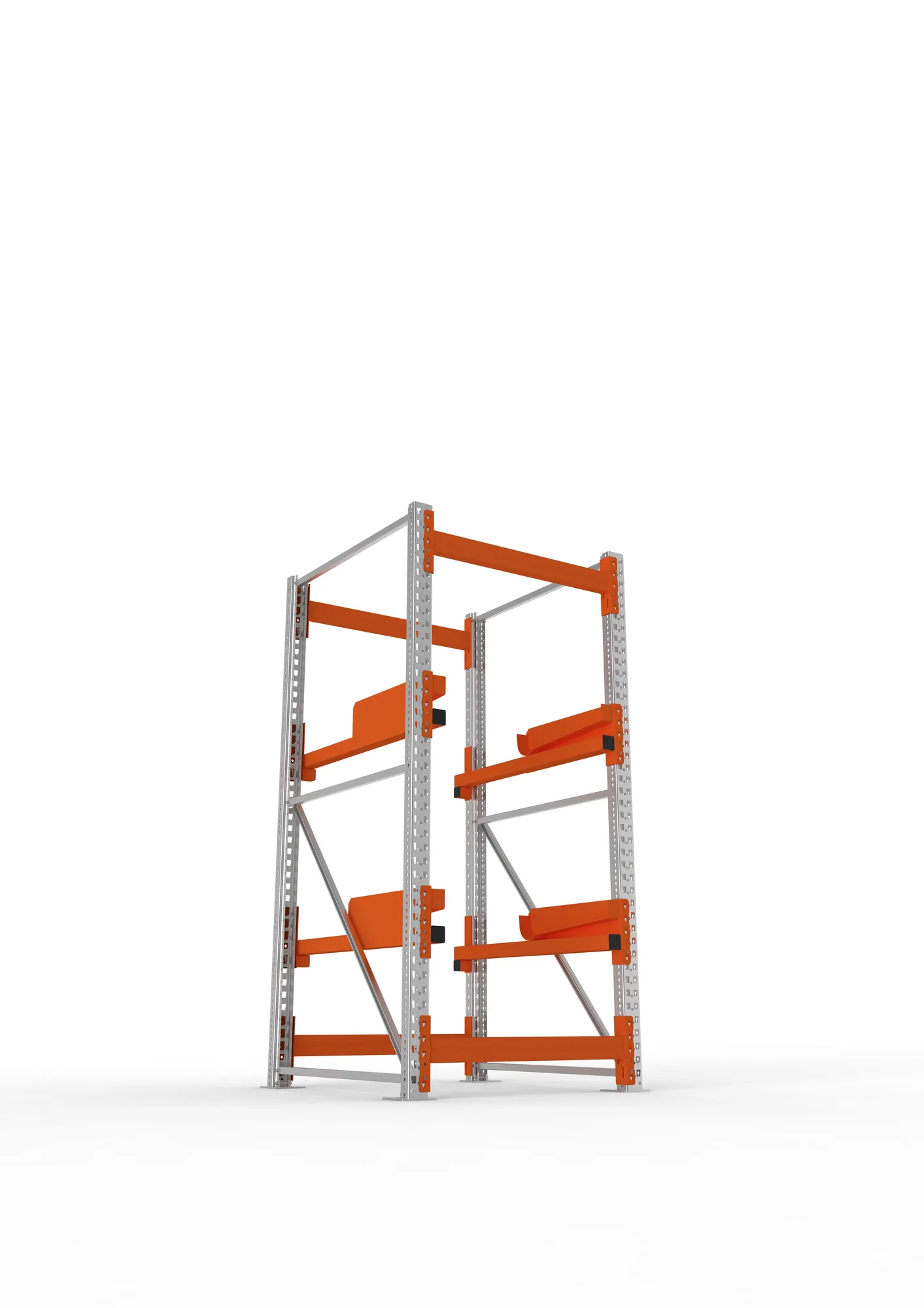 META MULTIPAL, Kabeltrommelregal, Grundregal, 2200 x 900 x 1100 mm, Feldlast 4000 kg, 2 Ebenen, Typ 2, verzinkt – Ansicht von unten
