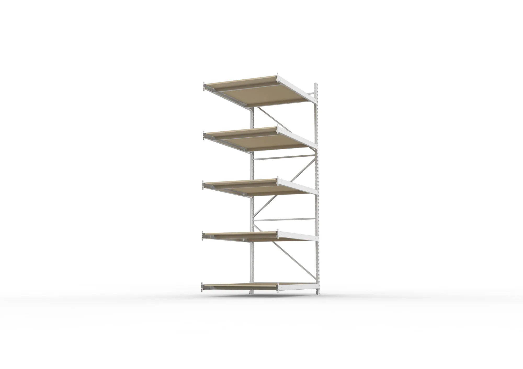 META MINI-RACK, Weitspannregal, Anbauregal, 3000 x 1400 x 1050 mm, Fachlast 600 kg, Spanplattenböden, 5 Ebenen – Seitenansicht