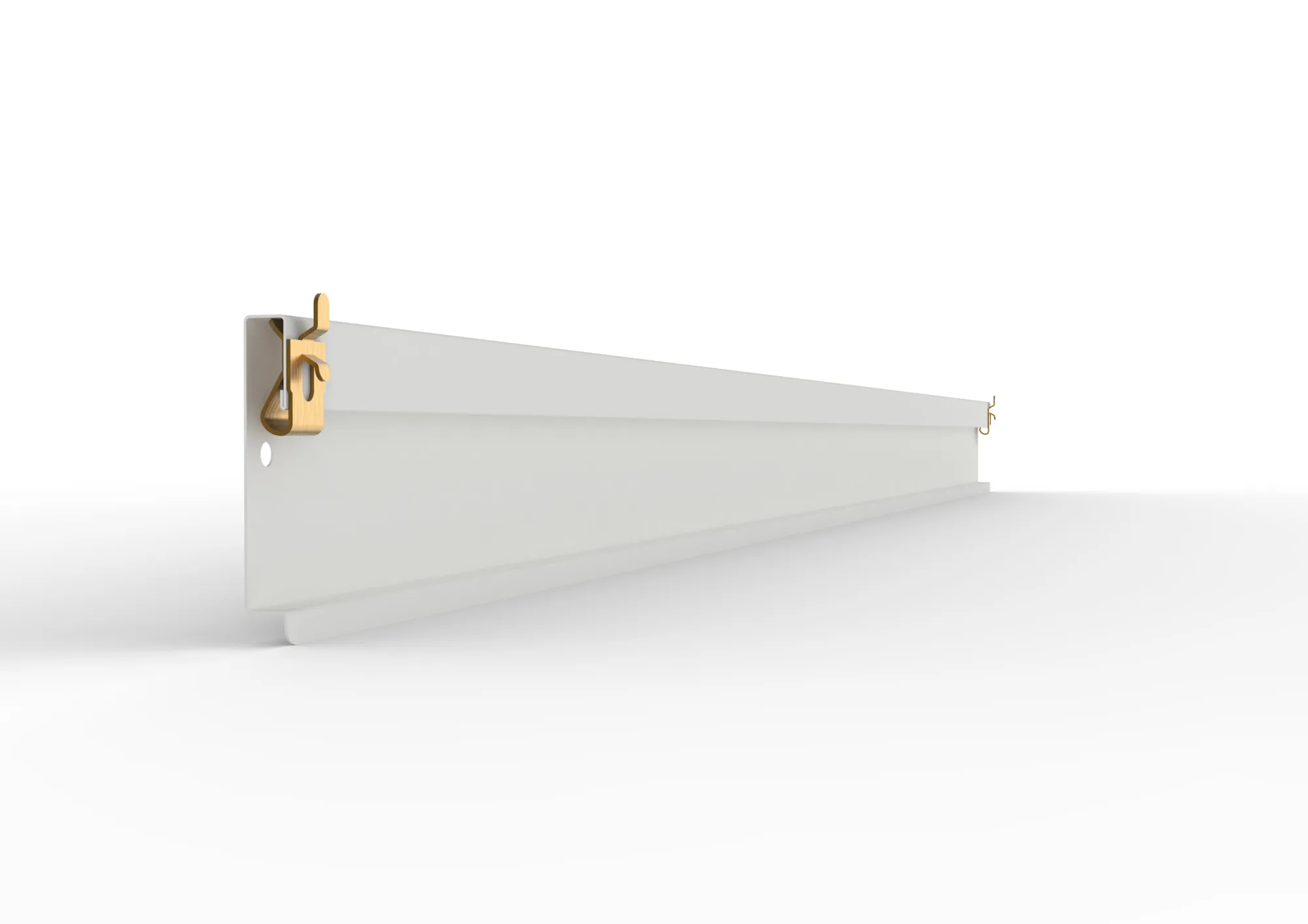 META CLIP, Schüttgutleiste, 1300 mm, RAL 7035 – Seitenansicht