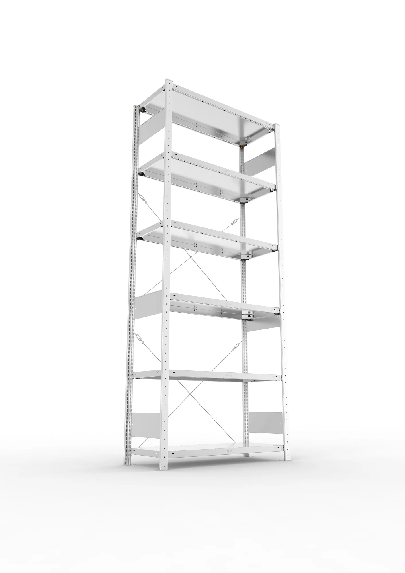 META CLIP S3, Fachbodenregal, Grundregal, 2500 x 1000 x 400 mm, Fachlast 150 kg, 6 Ebenen, verzinkt – Ansicht von unten