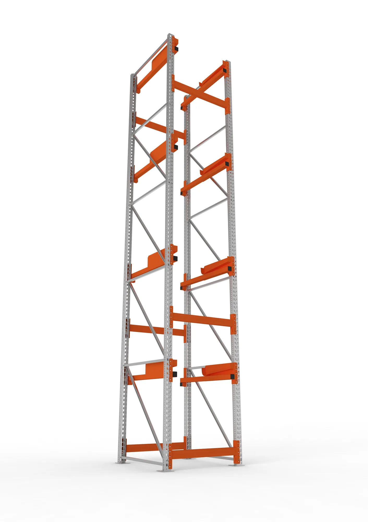 META MULTIPAL, Kabeltrommelregal, Grundregal, 5500 x 900 x 1100 mm, Feldlast 5500 kg, 4 Ebenen, Typ 2, RAL 5010 – Ansicht von unten