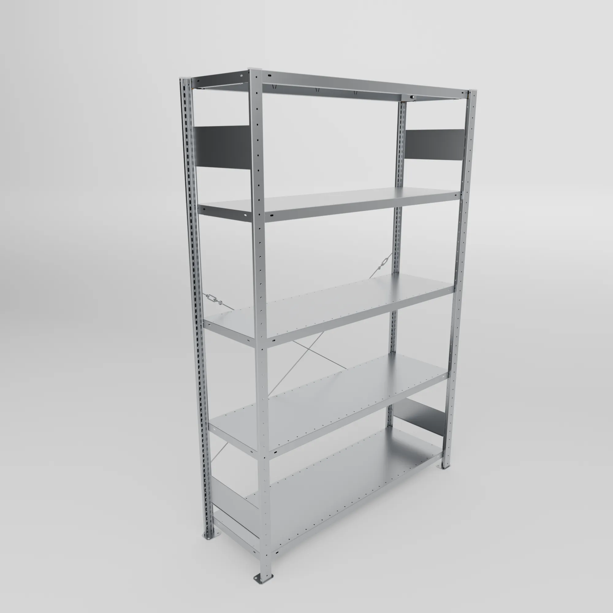 META CLIP S3, Fachbodenregal, Grundregal, 2000 x 1300 x 400 mm, Fachlast 150 kg, 5 Ebenen, verzinkt – Ansicht von oben