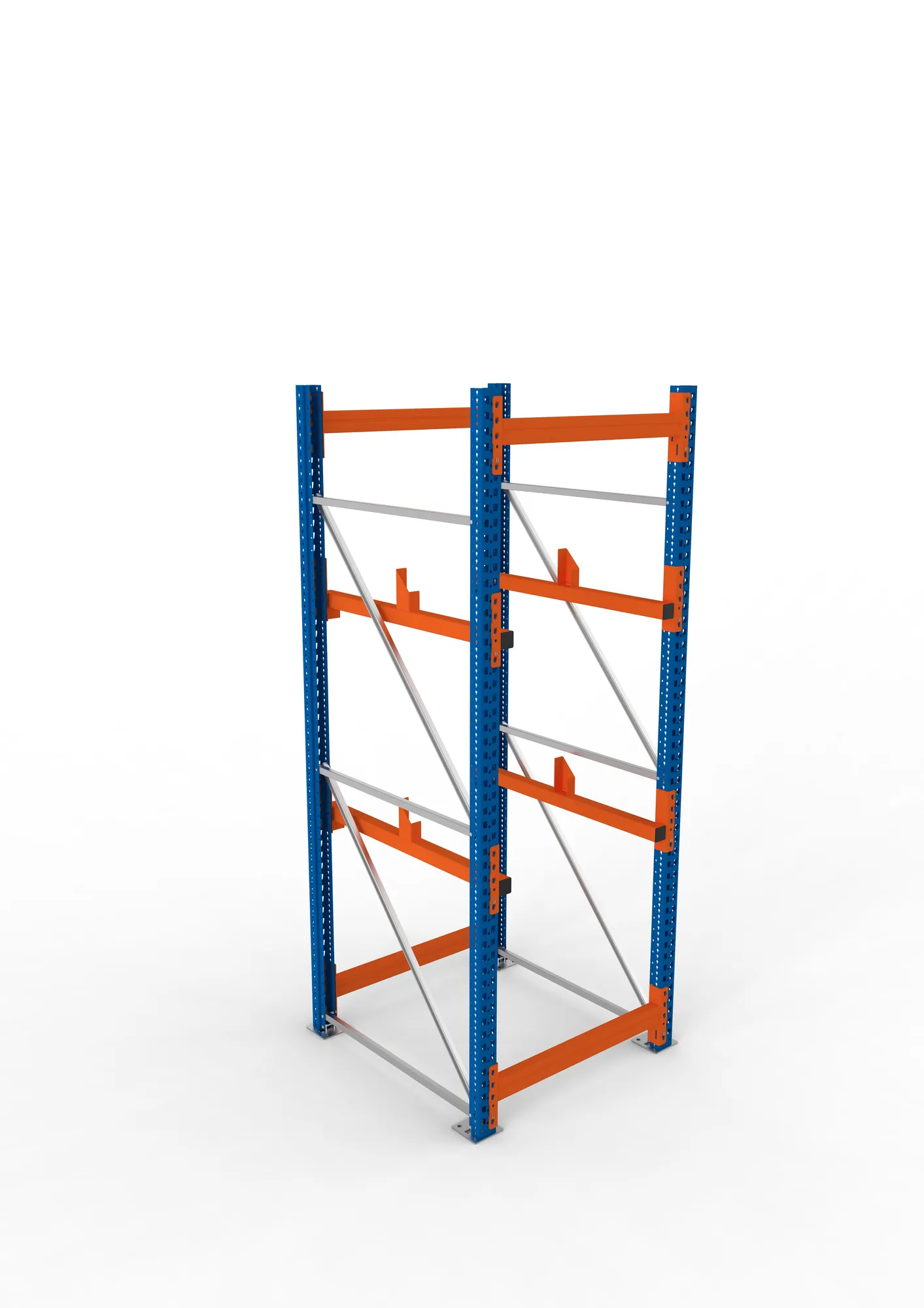 META MULTIPAL, Kabeltrommelregal, Grundregal, 2700 x 900 x 1100 mm, Feldlast 4000 kg, 2 Ebenen, Typ 1, RAL 5010 – Ansicht von oben