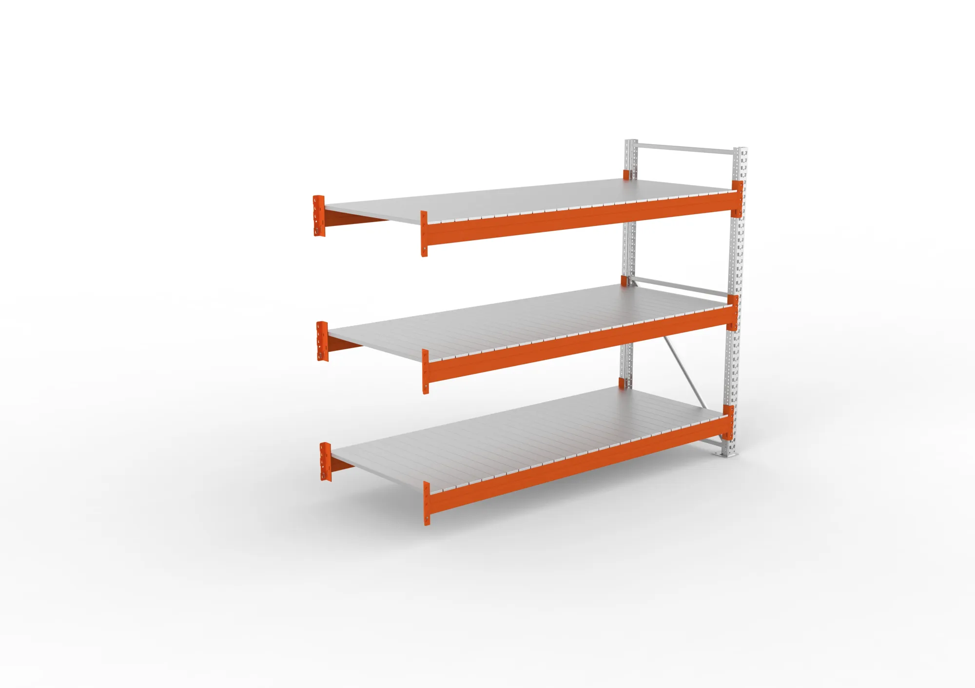 META MULTIPAL, Großfachregal, Anbauregal, 2200 x 2700 x 1100 mm, Fachlast 2400 kg, 3 Ebenen, Stahlpaneele, verzinkt – Ansicht von oben