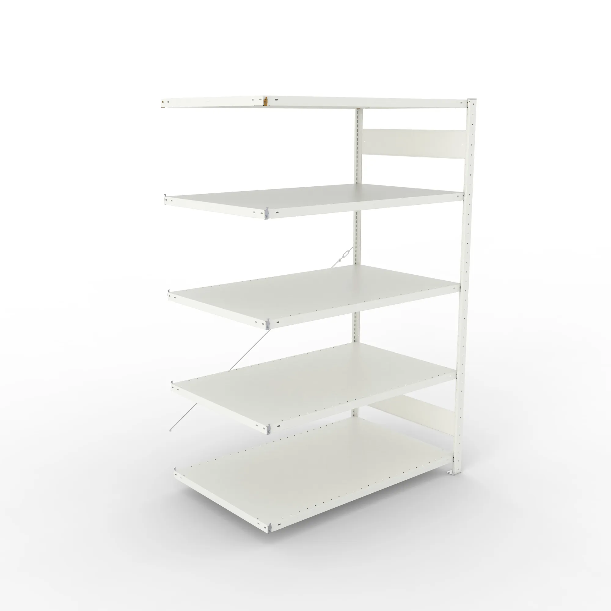 META CLIP, Fachbodenregal, Anbauregal, 2000 x 1300 x 800 mm, Fachlast 230 kg, 5 Ebenen, RAL 7035 – Ansicht von oben