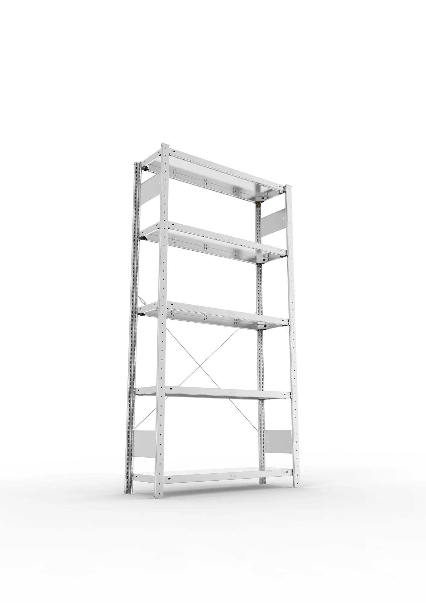 META CLIP, Fachbodenregal, Grundregal, 2000 x 1000 x 300 mm, Fachlast 150 kg, 5 Ebenen, verzinkt – Ansicht von unten