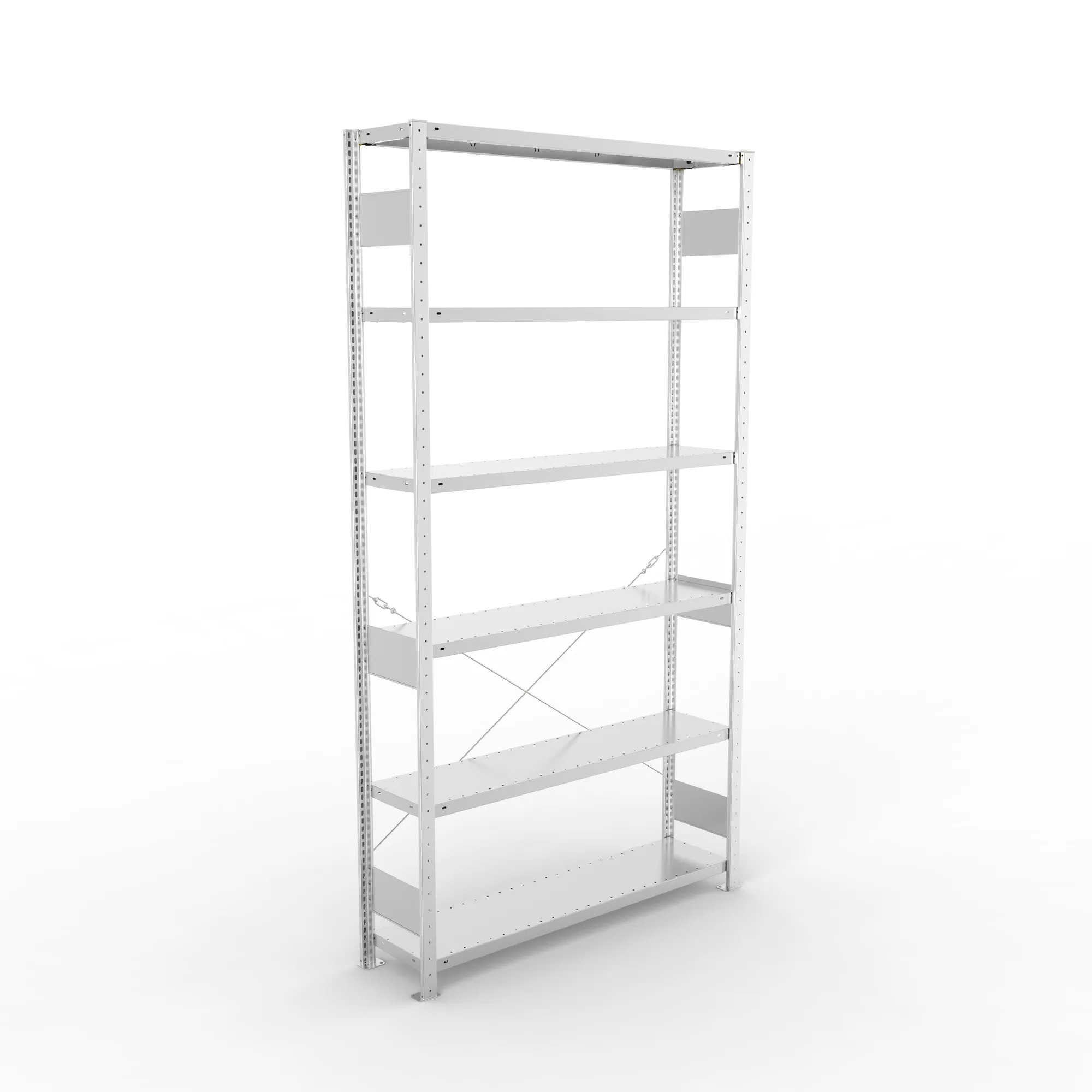 META CLIP S3, Fachbodenregal, Grundregal, 2500 x 1300 x 300 mm, Fachlast 230 kg, 6 Ebenen, verzinkt – Ansicht von oben