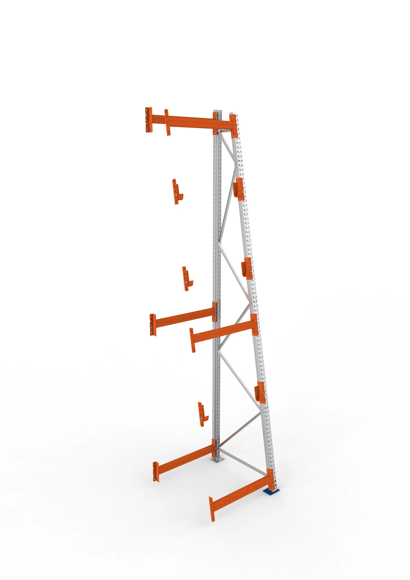 META MULTIPAL, Kabeltrommelregal, Anbauregal, 4400 x 900 x 1100 mm, Feldlast 2250 kg, 3 Ebenen, Typ 3/A-Ständer, verzinkt – Ansicht von oben