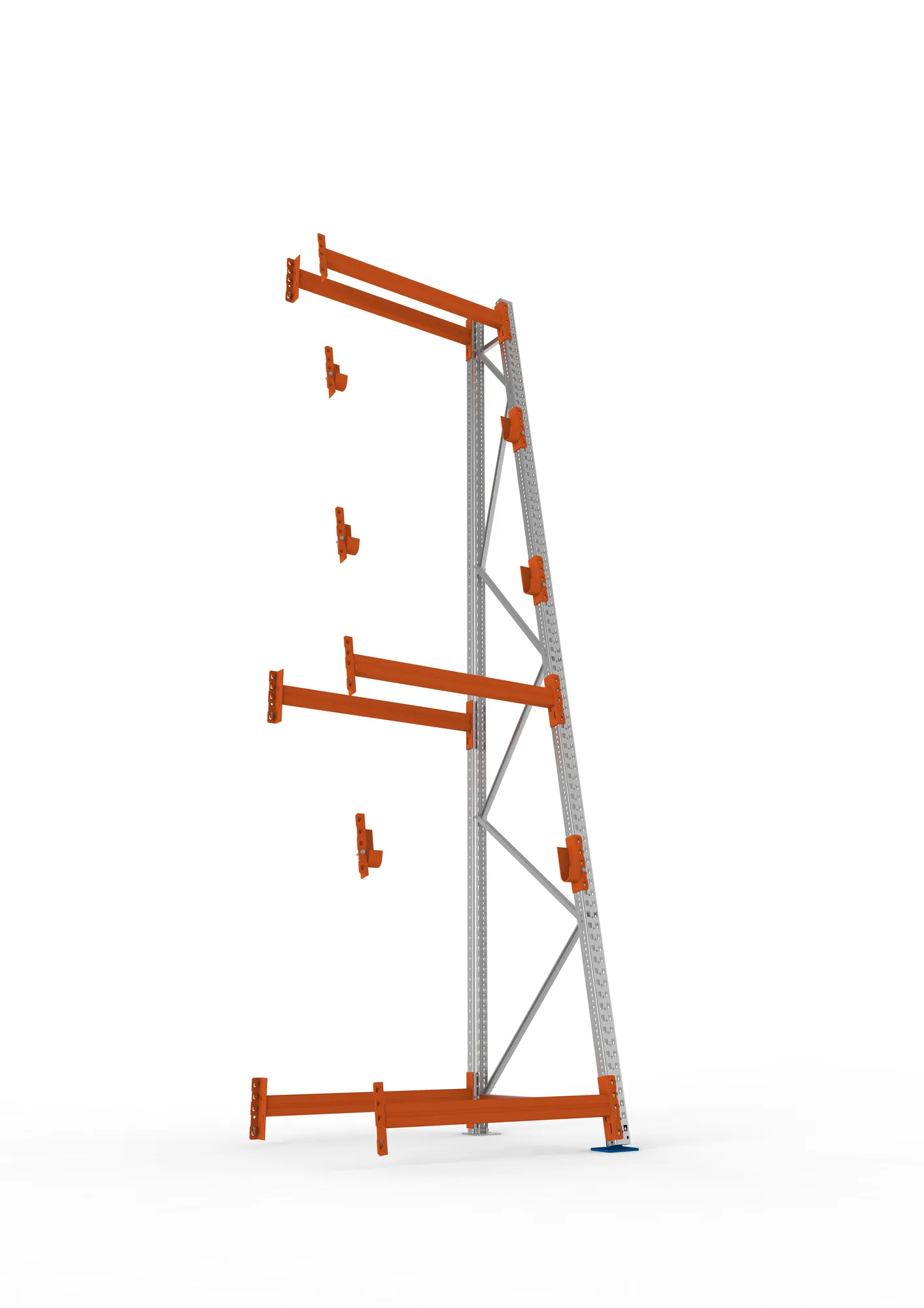 META MULTIPAL, Kabeltrommelregal, Anbauregal, 4400 x 1100 x 1100 mm, Feldlast 2250 kg, 3 Ebenen, Typ 3/A-Ständer, verzinkt – Ansicht von unten