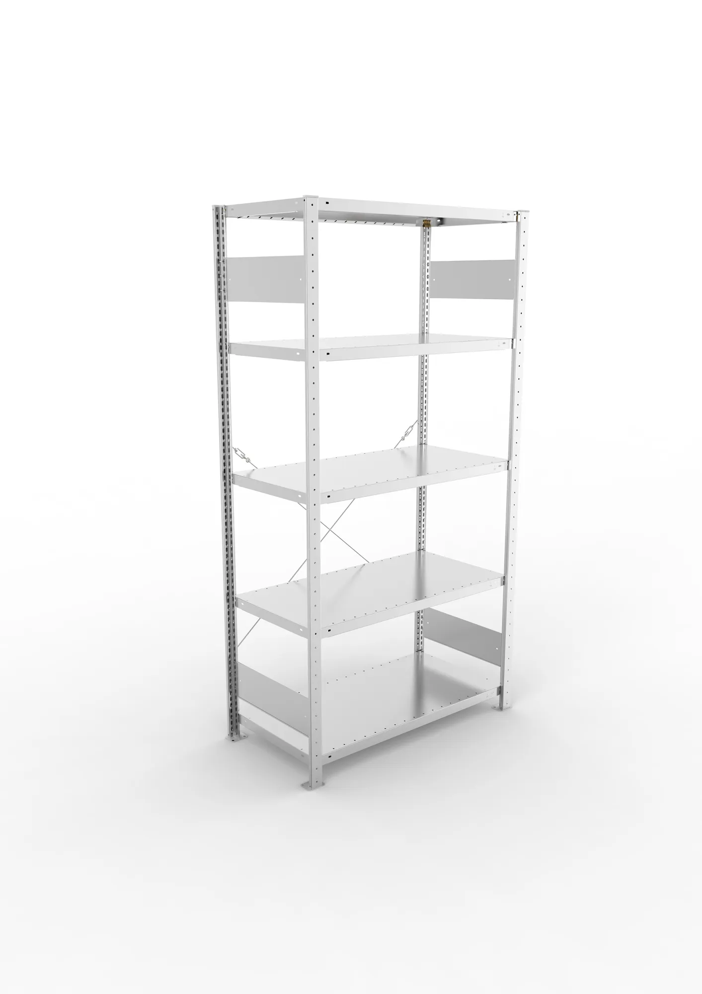 META CLIP S3, Fachbodenregal, Grundregal, 2000 x 1000 x 500 mm, Fachlast 230 kg, 5 Ebenen, verzinkt – Ansicht von oben