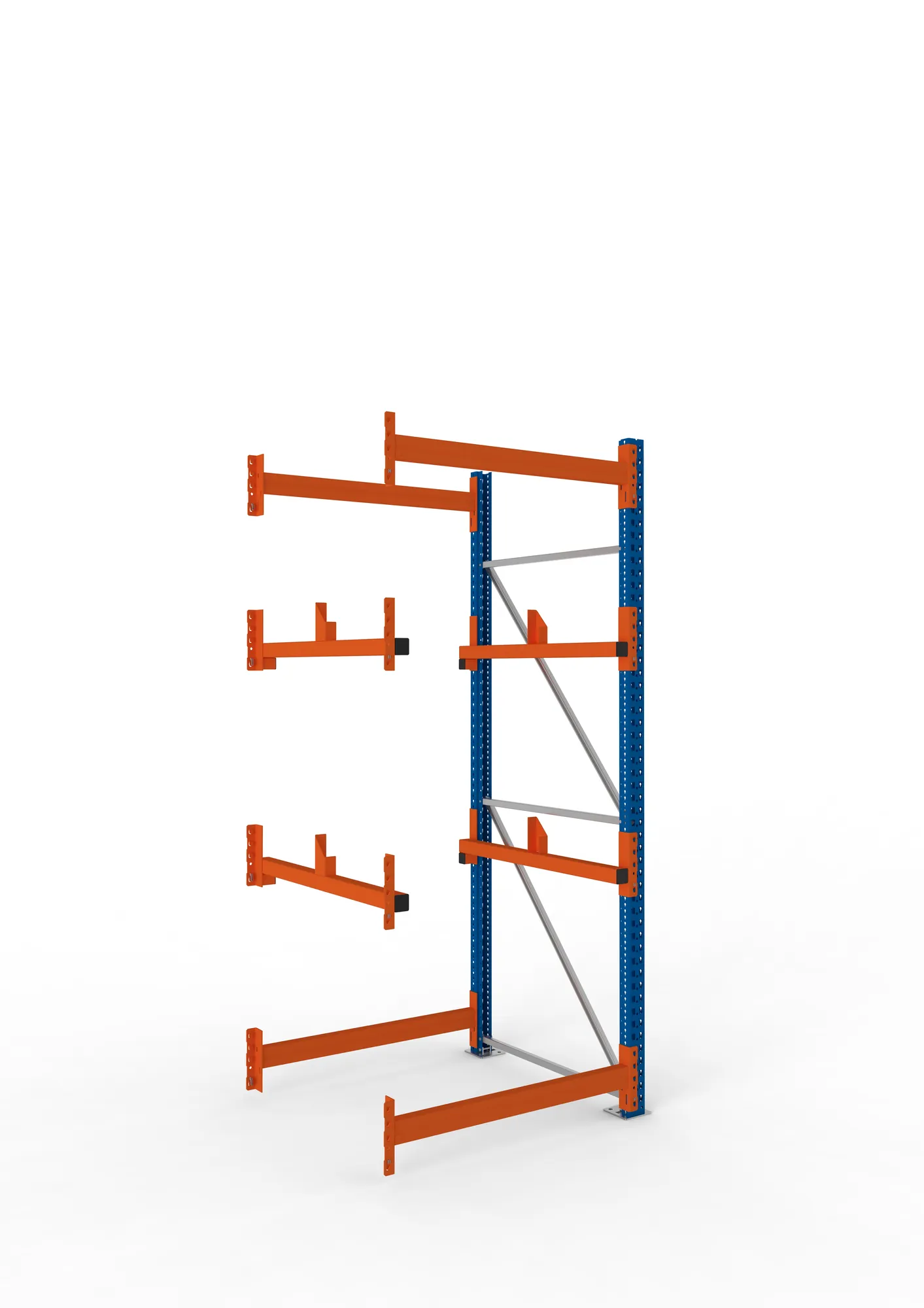META MULTIPAL, Kabeltrommelregal, Anbauregal, 2700 x 1100 x 1100 mm, Feldlast 4000 kg, 2 Ebenen, Typ 1, RAL 5010 – Ansicht in Blickhöhe