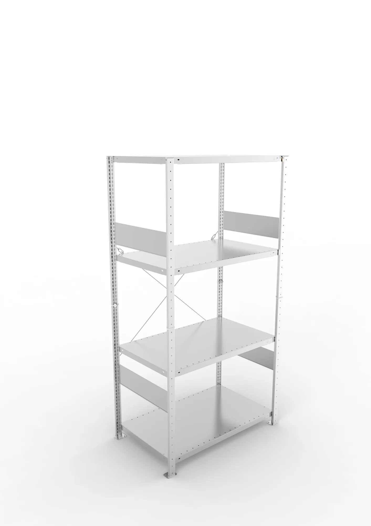 META CLIP SPLIT, Fachbodenregal, Grundregal, 2000 x 1000 x 600 mm, Fachlast 230 kg, 4 Ebenen, verzinkt – Ansicht von oben