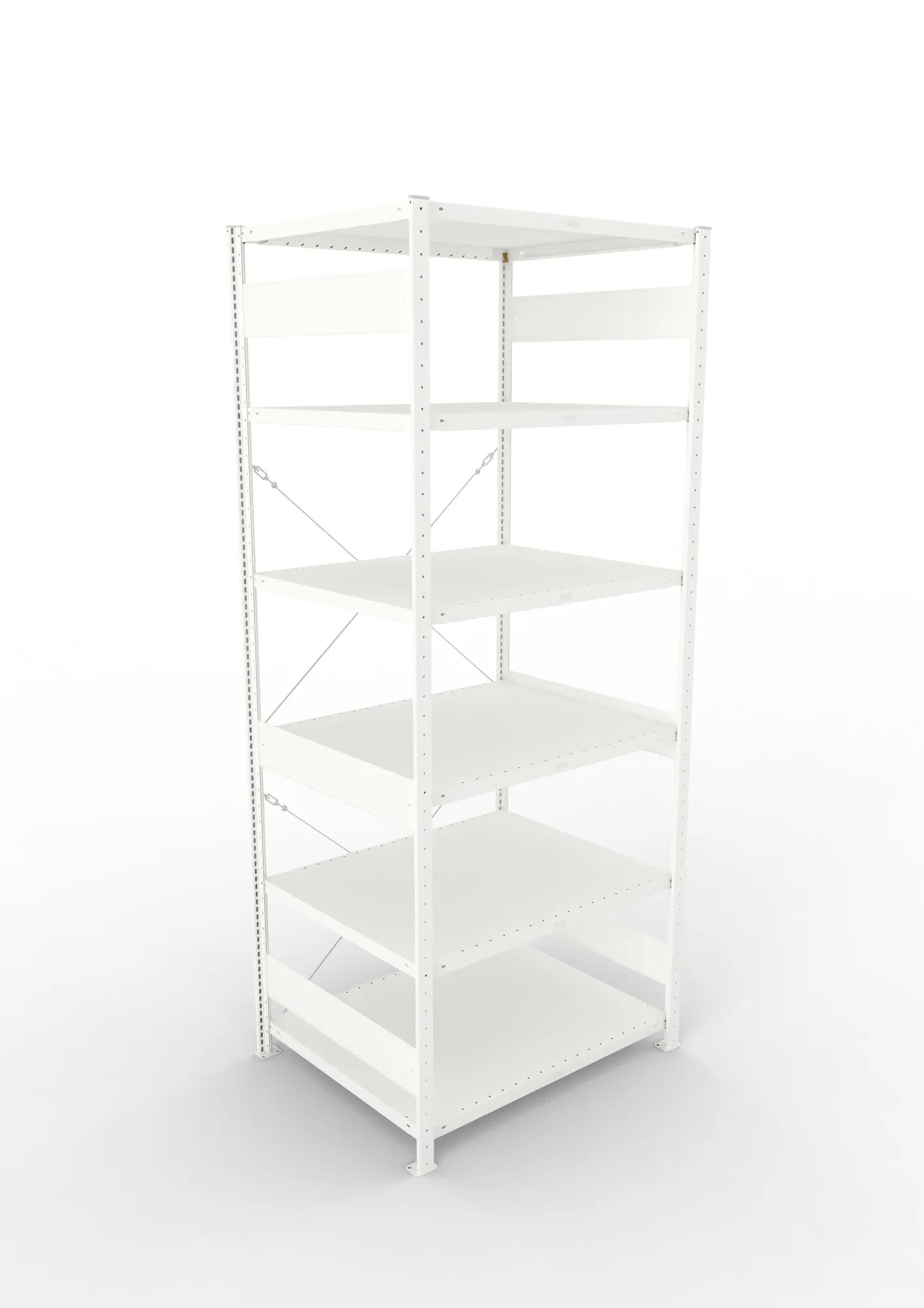 META CLIP, Fachbodenregal, Grundregal, 2500 x 1000 x 800 mm, Fachlast 230 kg, 6 Ebenen, RAL 7035 – Ansicht von oben