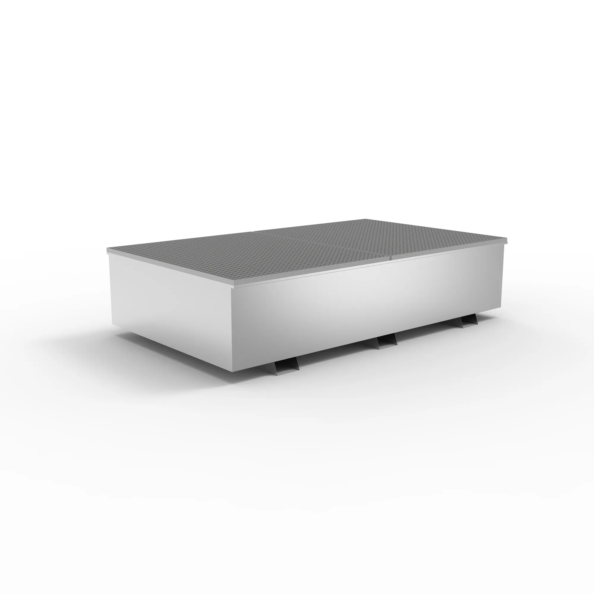 META MULTIPAL, Regalwanne mit Gitterrost, 2200 x 1100 mm, 1000 Liter, Ü-Zeichen, feuerverzinkt – Ansicht in Blickhöhe