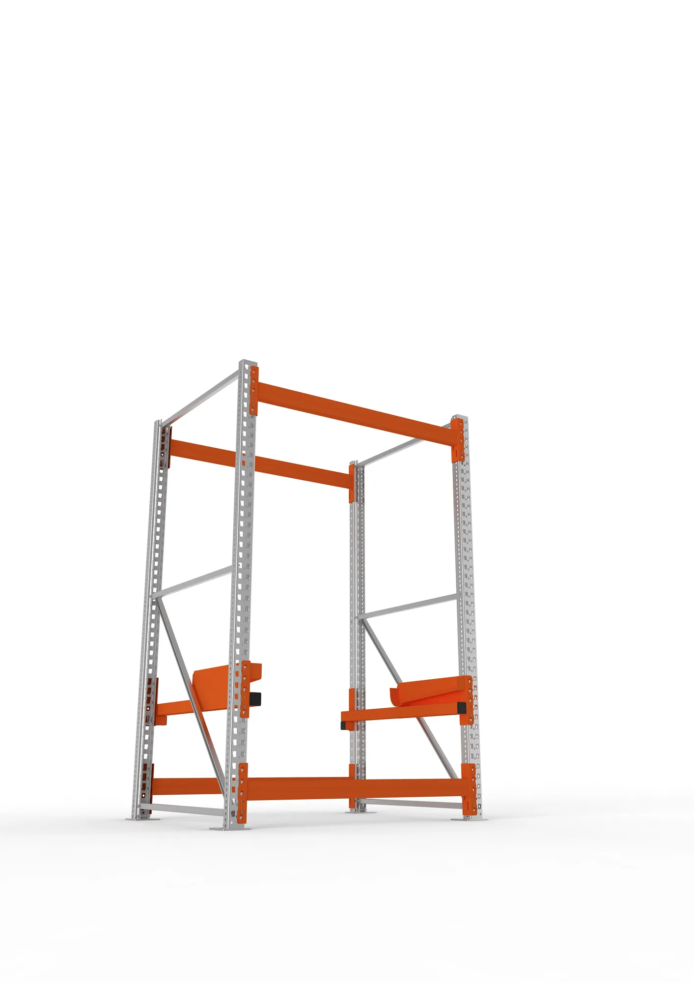 META MULTIPAL, Kabeltrommelregal, Grundregal, 2200 x 1300 x 1100 mm, Feldlast 4000 kg, 2 Ebenen, Typ 2, verzinkt – Ansicht von unten