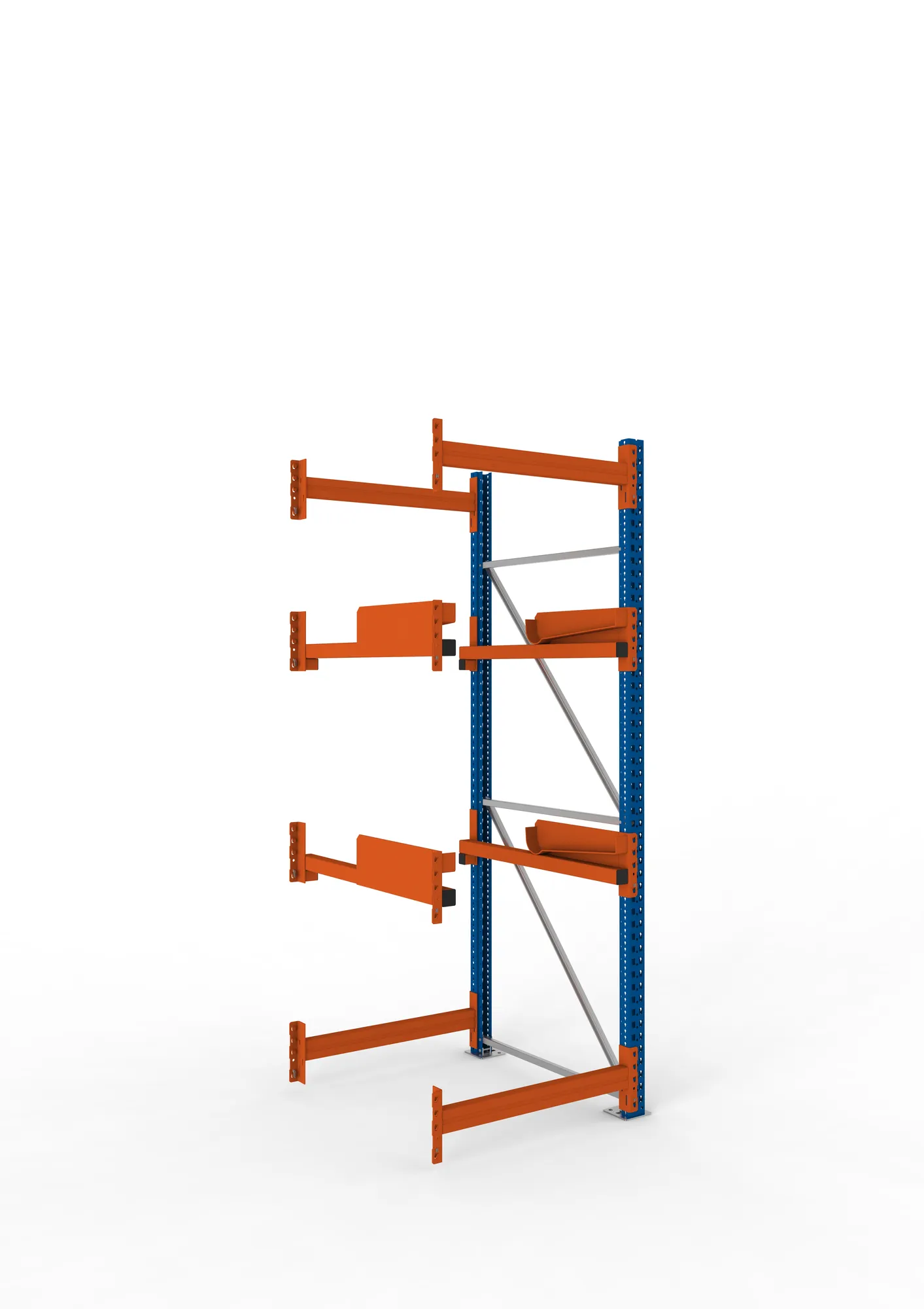 META MULTIPAL, Kabeltrommelregal, Anbauregal, 2700 x 900 x 1100 mm, Feldlast 4000 kg, 2 Ebenen, Typ 2, RAL 5010 – Ansicht in Blickhöhe