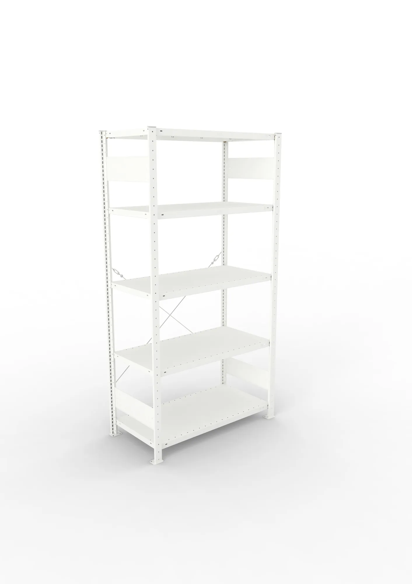 META CLIP, Fachbodenregal, Grundregal, 2000 x 1000 x 500 mm, Fachlast 150 kg, 5 Ebenen, RAL 7035 – Ansicht von oben