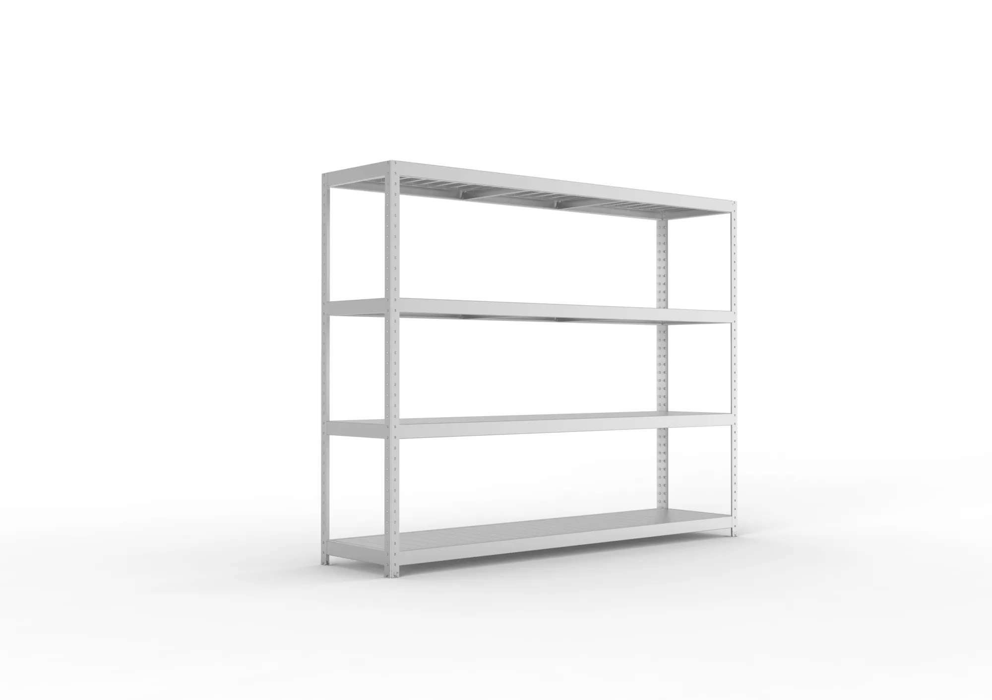 META SPEED-RACK, Weitspannregal, 1970 x 2500 x 600 mm, Fachlast 400 kg, Stahlpaneelböden, 4 Ebenen – Ansicht in Blickhöhe