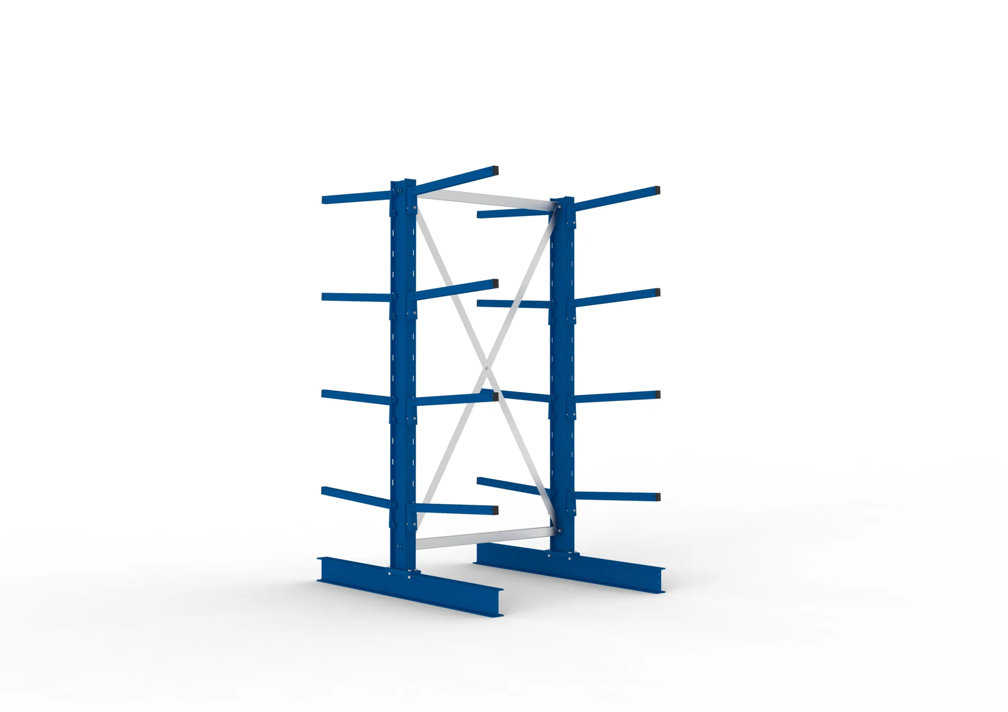META MULTISTRONG L, Kragarmregal, Grundregal, 2000 x 1000 x 600 mm, Armlast 140 kg, doppelseitig, 4+1 Ebenen – Ansicht in Blickhöhe