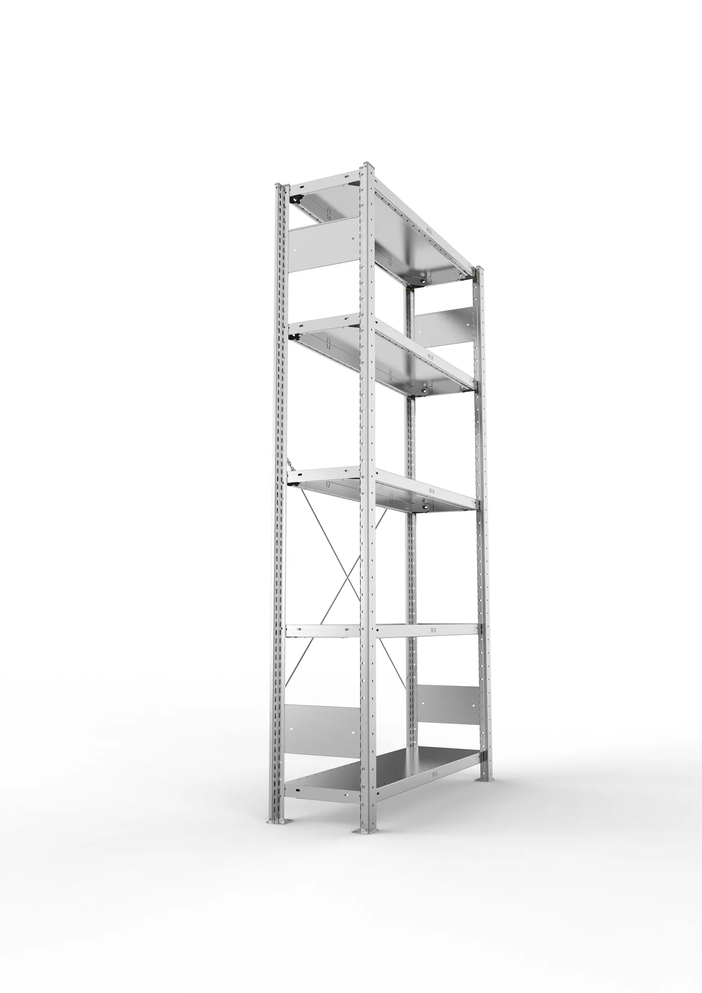 META CLIP, Fachbodenregal, Grundregal, 2000 x 1000 x 300 mm, Fachlast 150 kg, 5 Ebenen, verzinkt – Seitenansicht