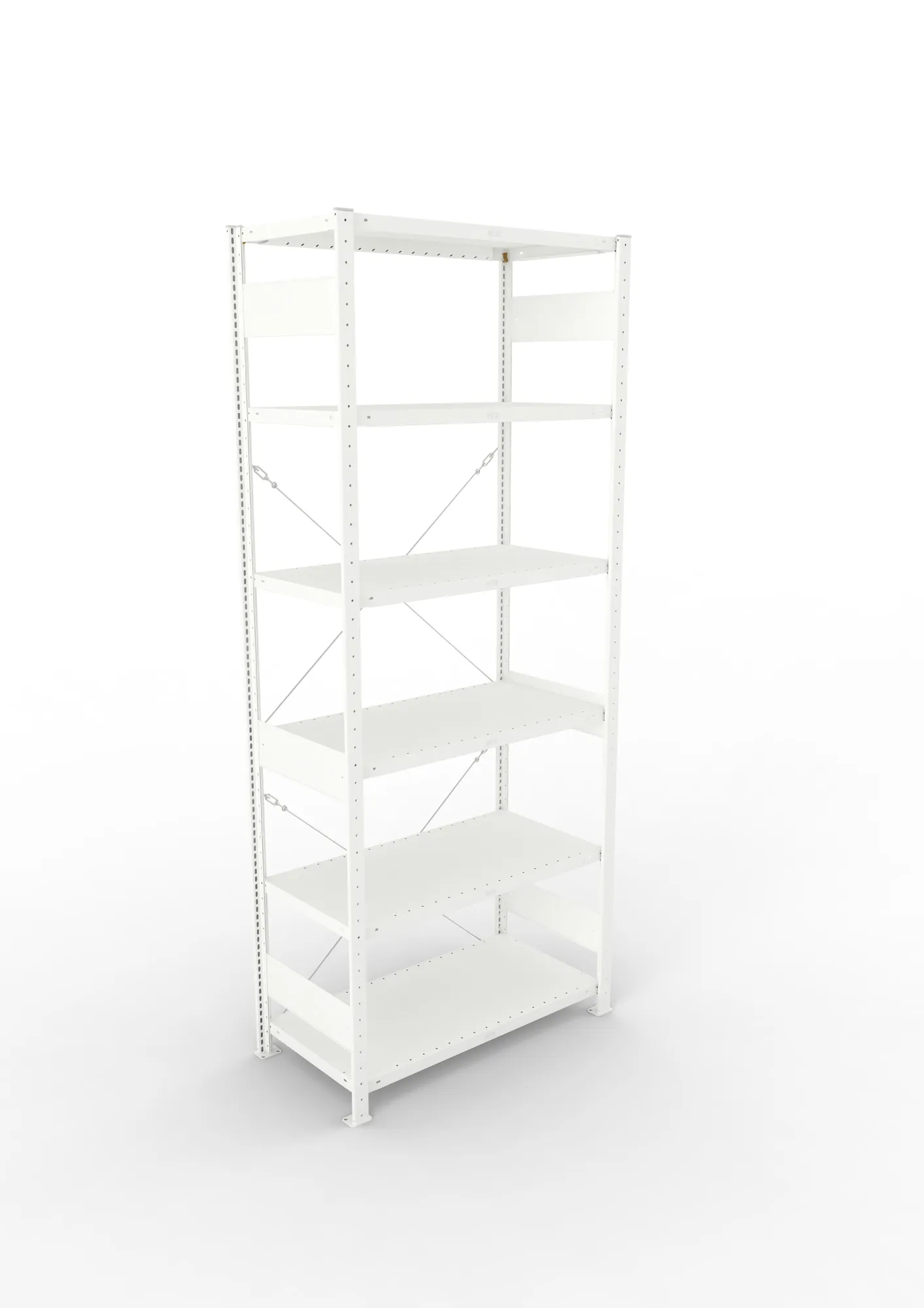 META CLIP, Fachbodenregal, Grundregal, 2500 x 1000 x 500 mm, Fachlast 230 kg, 6 Ebenen, RAL 7035 – Ansicht von oben