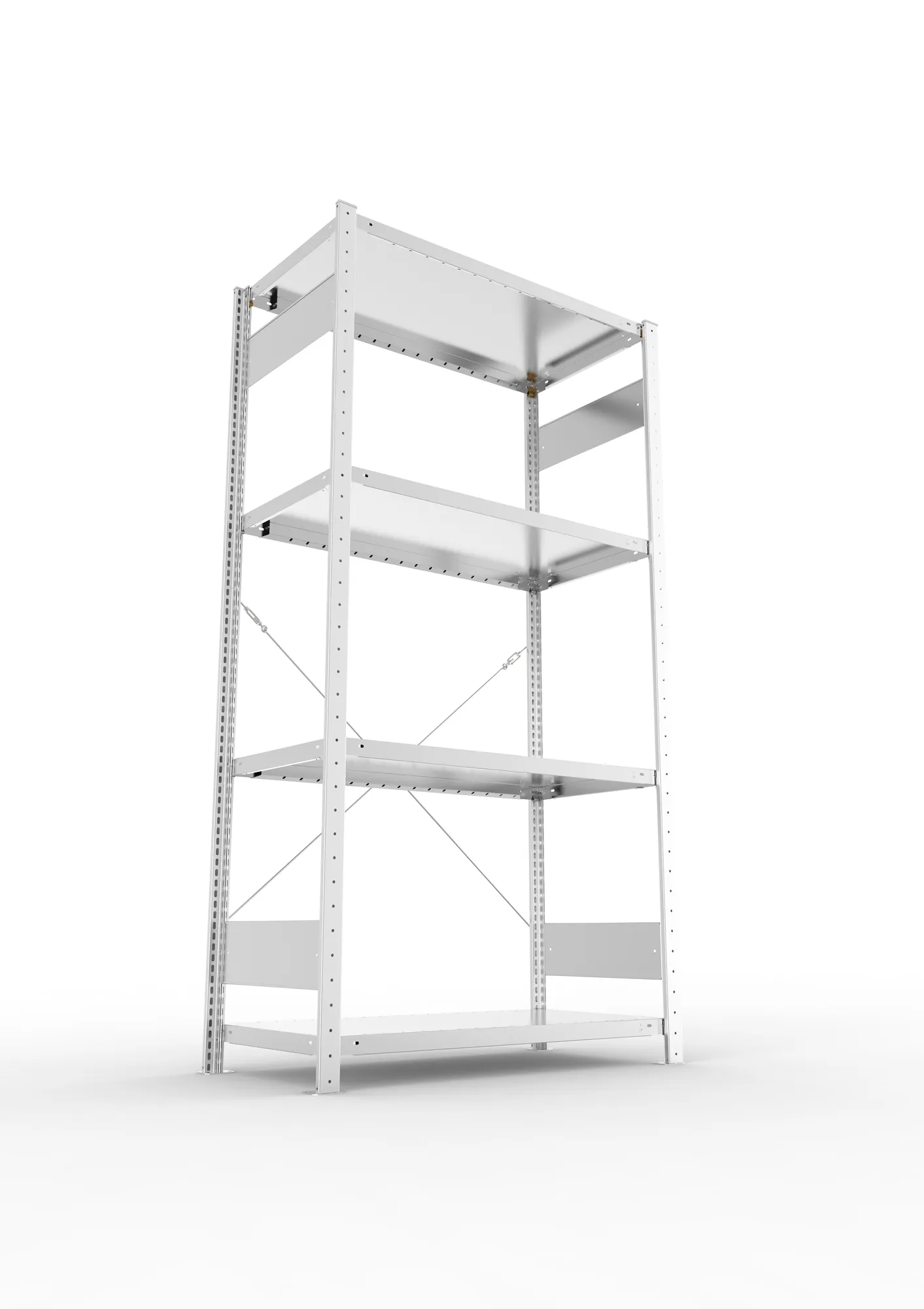 META CLIP SET, Fachbodenregal, Grundregal, 2000 x 1000 x 500 mm, Fachlast 230 kg, 4 Ebenen, verzinkt – Ansicht von unten