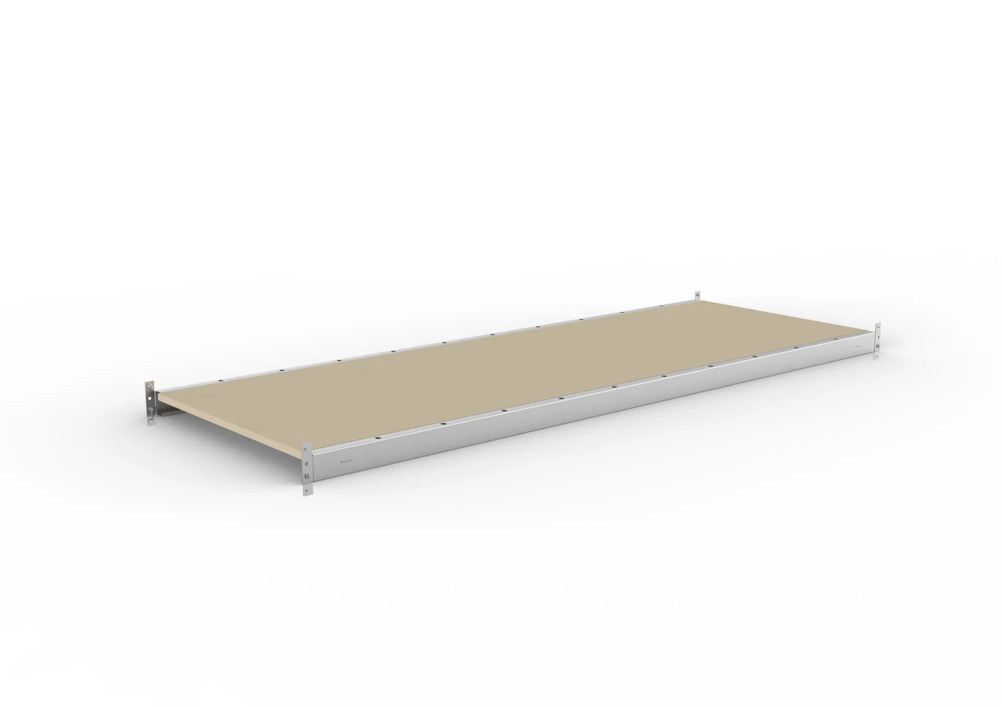 META MINI-RACK, Zusatzboden Spanplatte, 2200 x 800 mm, verzinkt – Ansicht in Blickhöhe