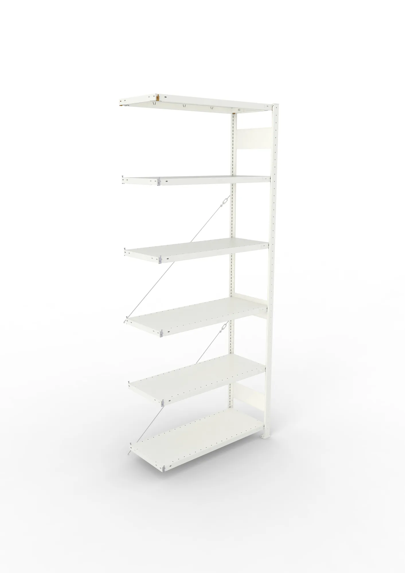 META CLIP, Fachbodenregal, Anbauregal, 2500 x 1000 x 400 mm, Fachlast 150 kg, 6 Ebenen, RAL 7035 – Ansicht von oben