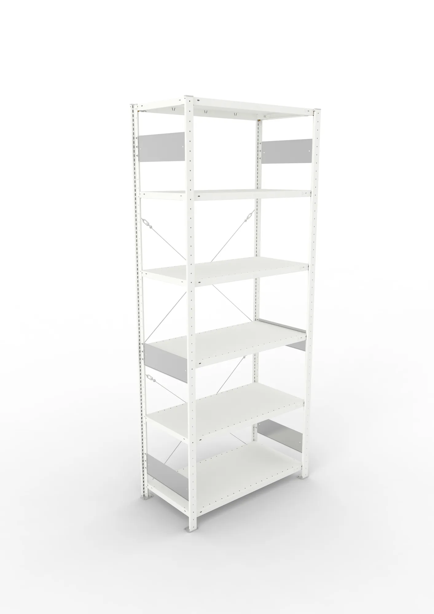 META CLIP S3, Fachbodenregal, Grundregal, 2500 x 1000 x 500 mm, Fachlast 150 kg, 6 Ebenen, RAL 7035 – Ansicht von oben