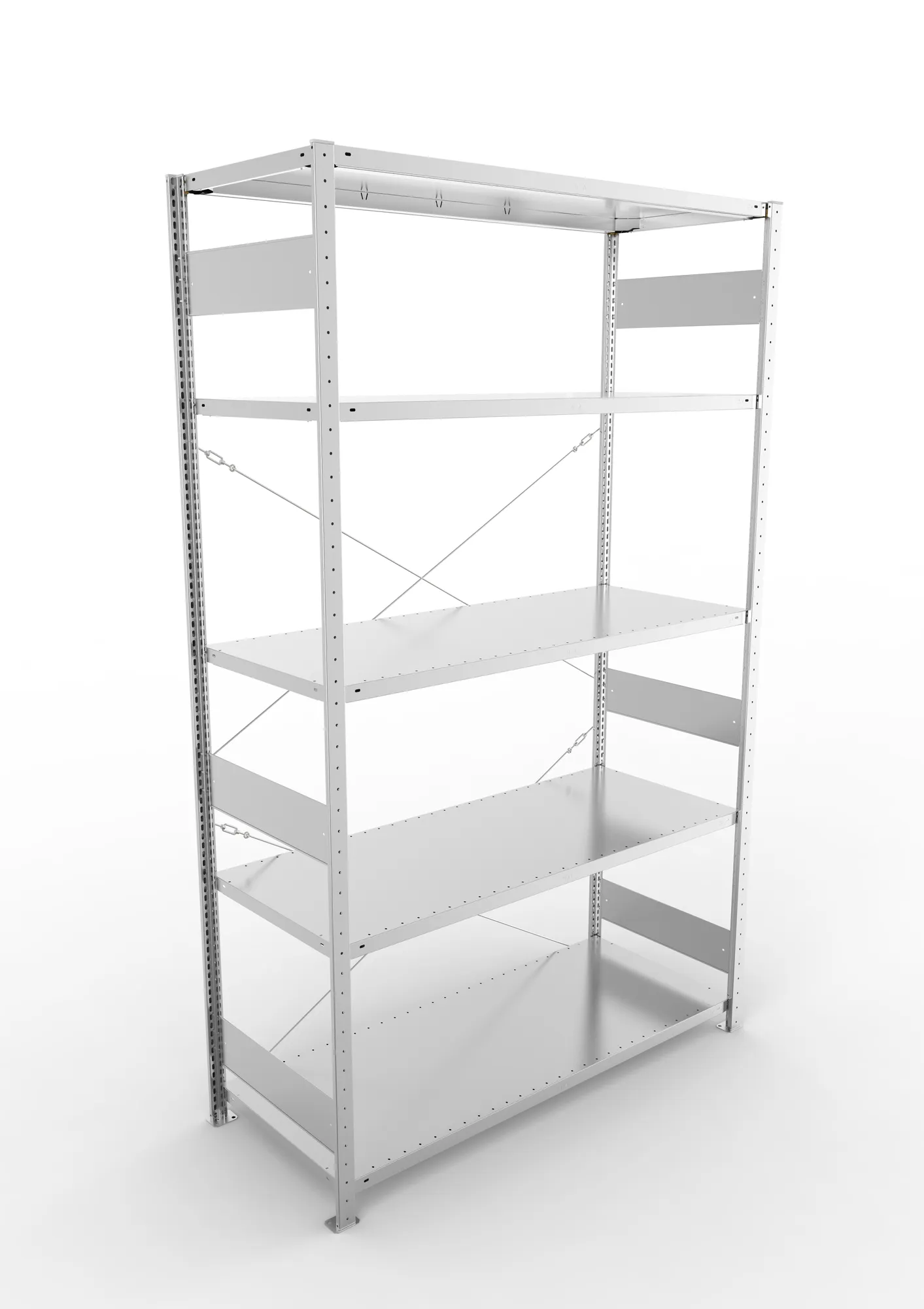 META CLIP S3, Fachbodenregal, Grundregal, 2500 x 1500 x 600 mm, Fachlast 200 kg, 5 Ebenen, verzinkt – Ansicht von oben