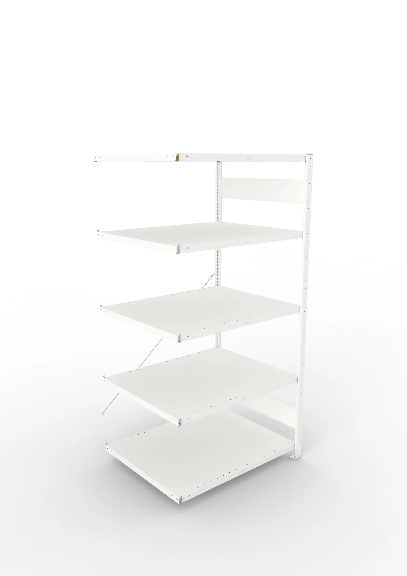 META CLIP, Fachbodenregal, Anbauregal, 2000 x 1000 x 800 mm, Fachlast 230 kg, 5 Ebenen, RAL 7035 – Ansicht von oben