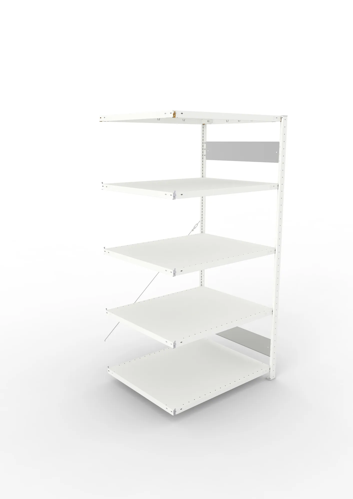 META CLIP S3, Fachbodenregal, Anbauregal, 2000 x 1000 x 800 mm, Fachlast 230 kg, 5 Ebenen, RAL 7035 – Ansicht von oben