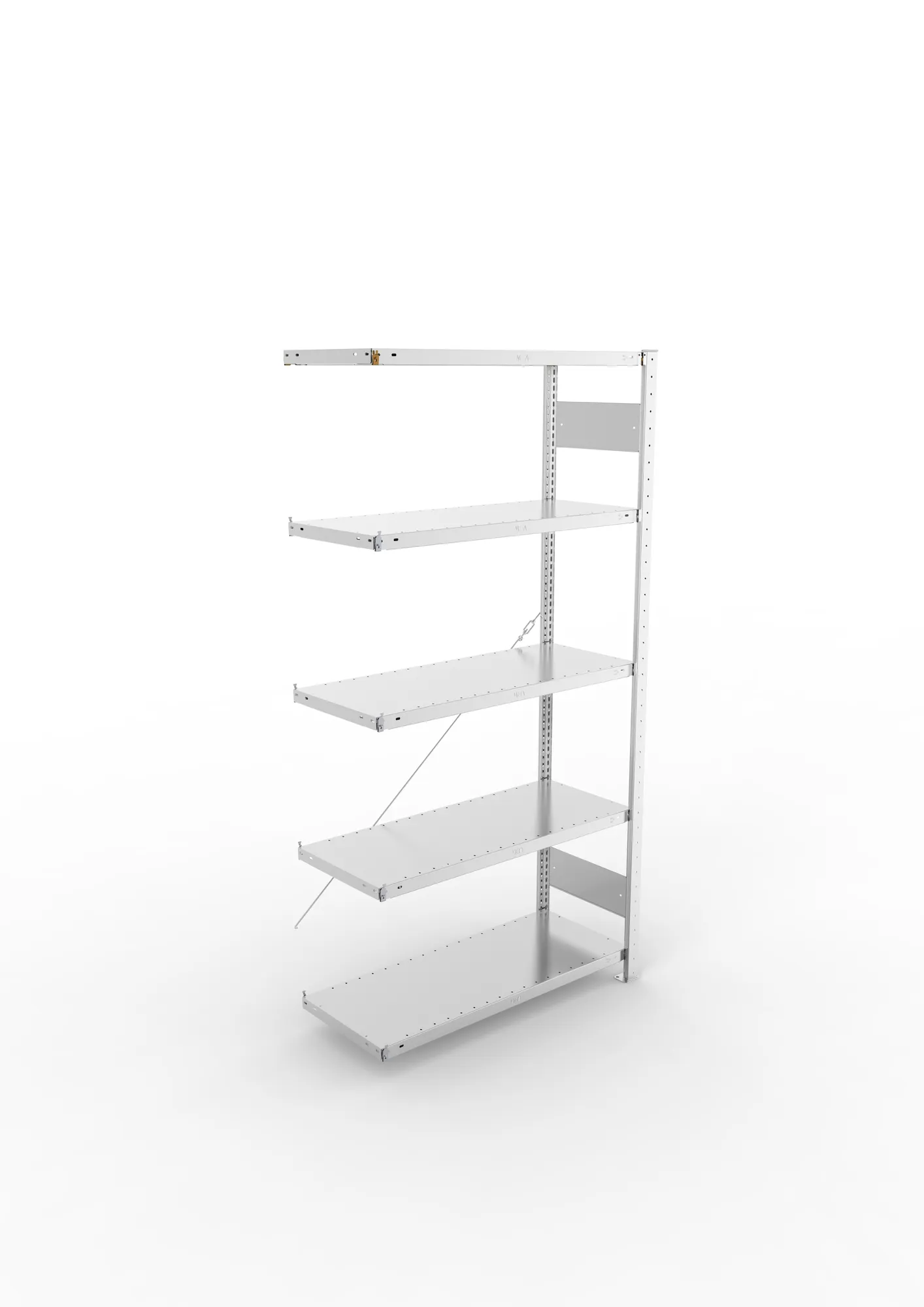 META CLIP, Fachbodenregal, Anbauregal, 2000 x 1000 x 400 mm, Fachlast 150 kg, 5 Ebenen, verzinkt – Ansicht von oben
