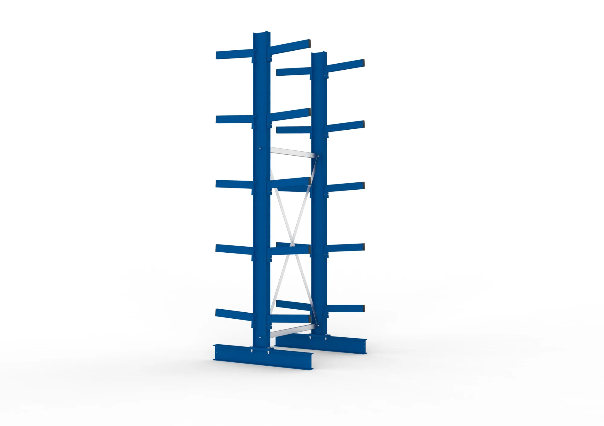 META MULTISTRONG M, Kragarmregal, Grundregal, 3000 x 1000 x 400 mm, Armlast 535 kg, doppelseitig, 5+1 Ebenen – Seitenansicht