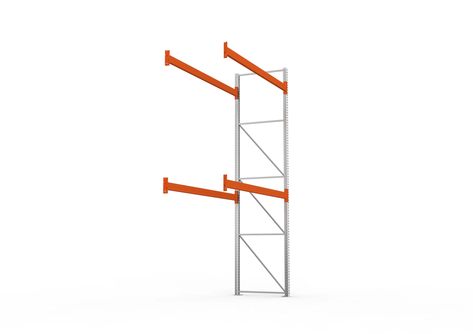 META MULTIPAL, Palettenregal, Anbauregal, 4400 x 2700 x 1100 mm, Fachlast 960 kg, 3 Ebenen, 9 Paletten, verzinkt – Seitenansicht