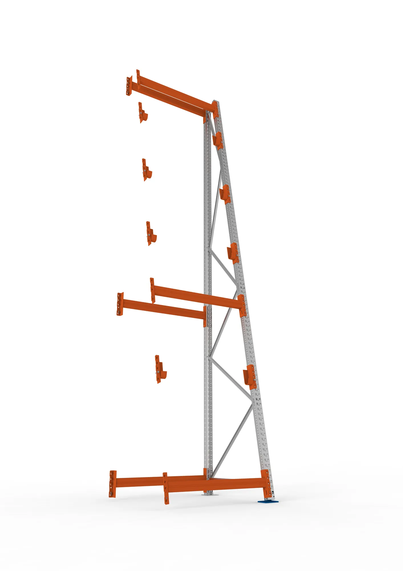 META MULTIPAL, Kabeltrommelregal, Anbauregal, 4900 x 1100 x 1100 mm, Feldlast 3000 kg, 4 Ebenen, Typ 3/A-Ständer, verzinkt – Ansicht von unten
