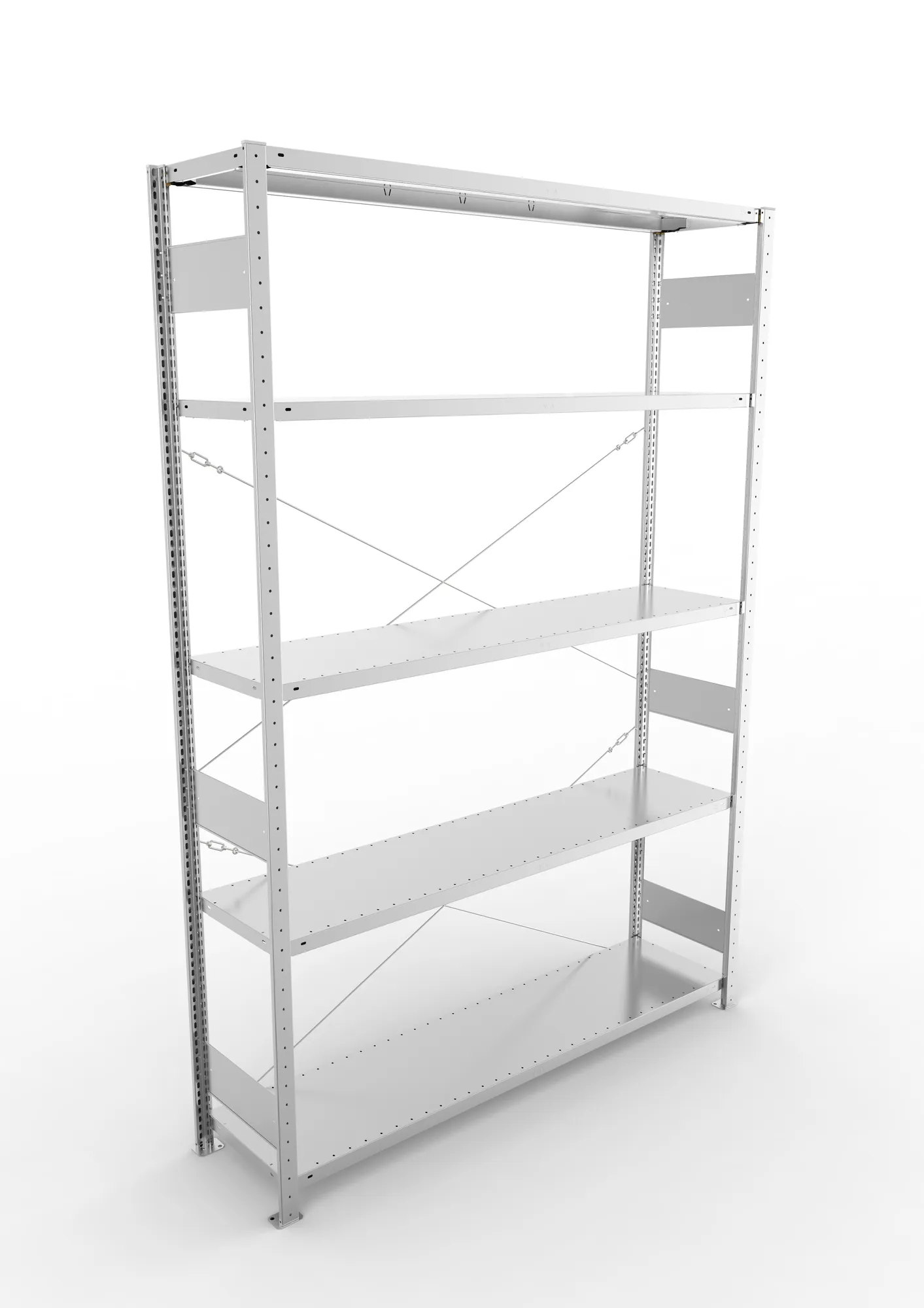 META CLIP S3, Fachbodenregal, Grundregal, 2500 x 1700 x 400 mm, Fachlast 200 kg, 4 Ebenen, verzinkt – Ansicht von oben