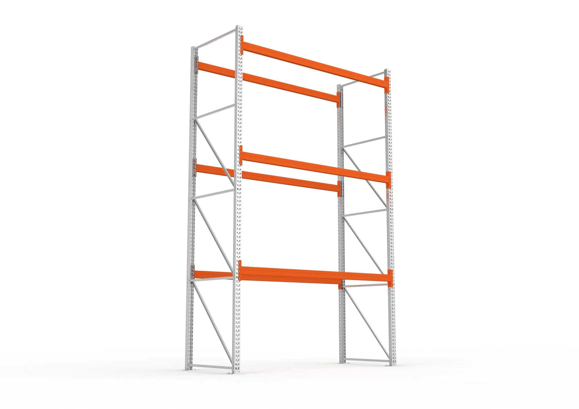 META MULTIPAL, Palettenregal, Grundregal, 4400 x 2700 x 1100 mm, Fachlast 780 kg, 4 Ebenen, 12 Paletten, verzinkt – Ansicht von unten