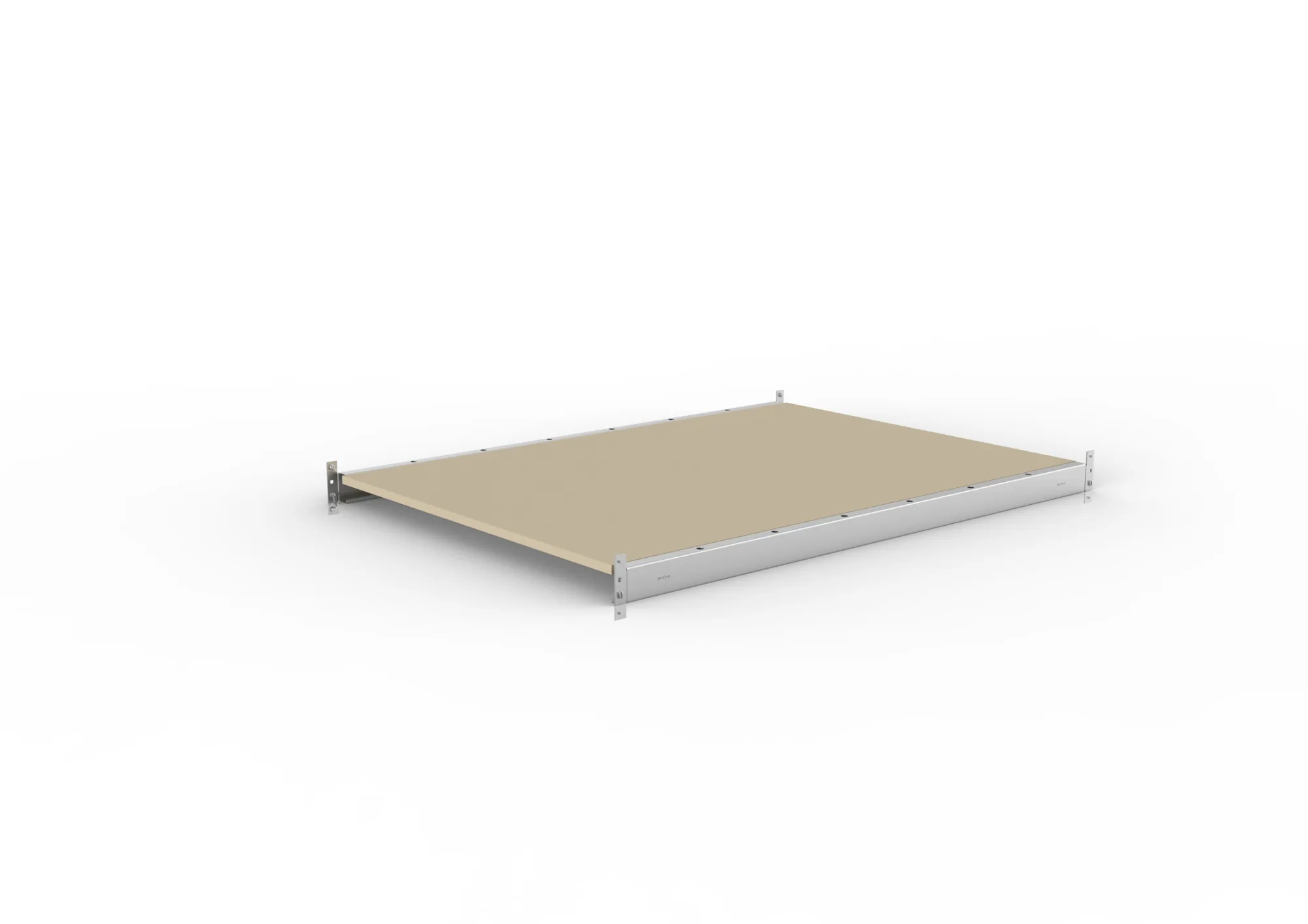 META MINI-RACK, Zusatzboden Spanplatte, 1400 x 1050 mm, verzinkt – Ansicht in Blickhöhe