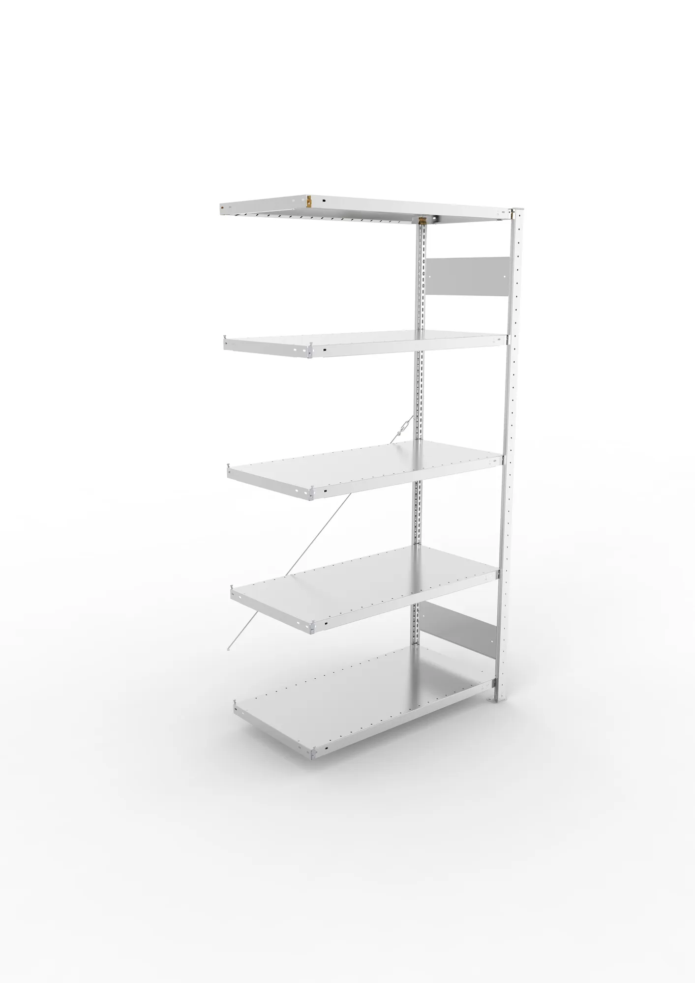 META CLIP S3, Fachbodenregal, Anbauregal, 2000 x 1000 x 500 mm, Fachlast 230 kg, 5 Ebenen, verzinkt – Ansicht von oben