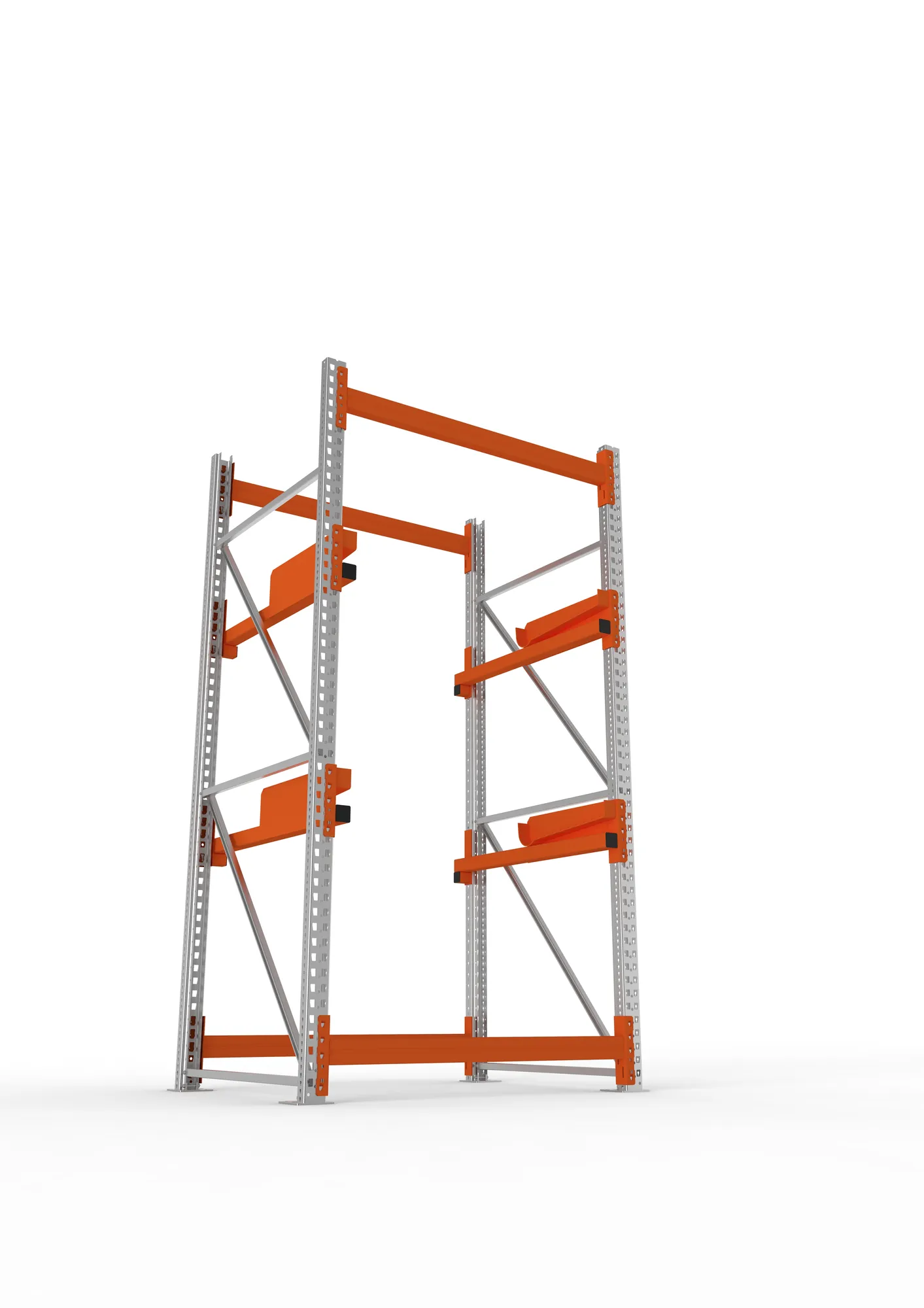 META MULTIPAL, Kabeltrommelregal, Grundregal, 2700 x 1300 x 1100 mm, Feldlast 4000 kg, 2 Ebenen, Typ 2, verzinkt – Ansicht von unten