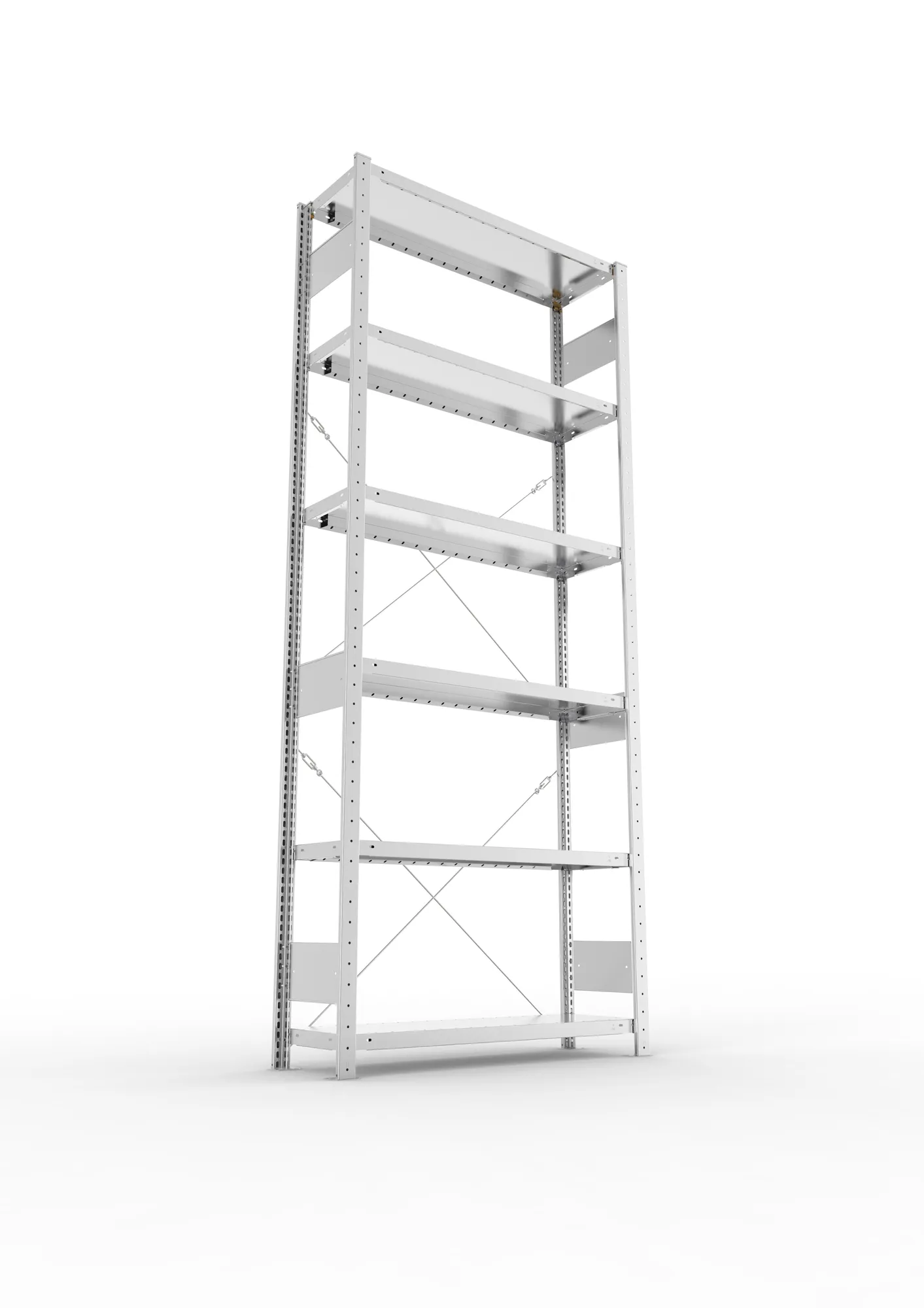 META CLIP S3, Fachbodenregal, Grundregal, 2500 x 1000 x 300 mm, Fachlast 230 kg, 6 Ebenen, verzinkt – Ansicht von unten