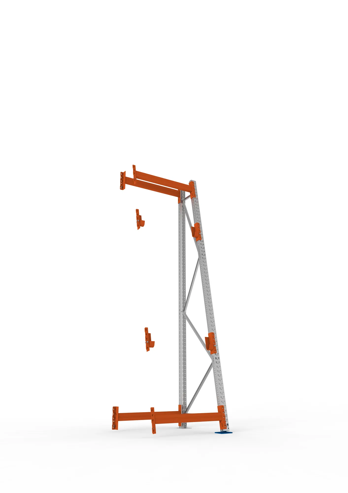 META MULTIPAL, Kabeltrommelregal, Anbauregal, 3300 x 900 x 900 mm, Feldlast 1500 kg, 2 Ebenen, Typ 3/A-Ständer, verzinkt – Ansicht von unten