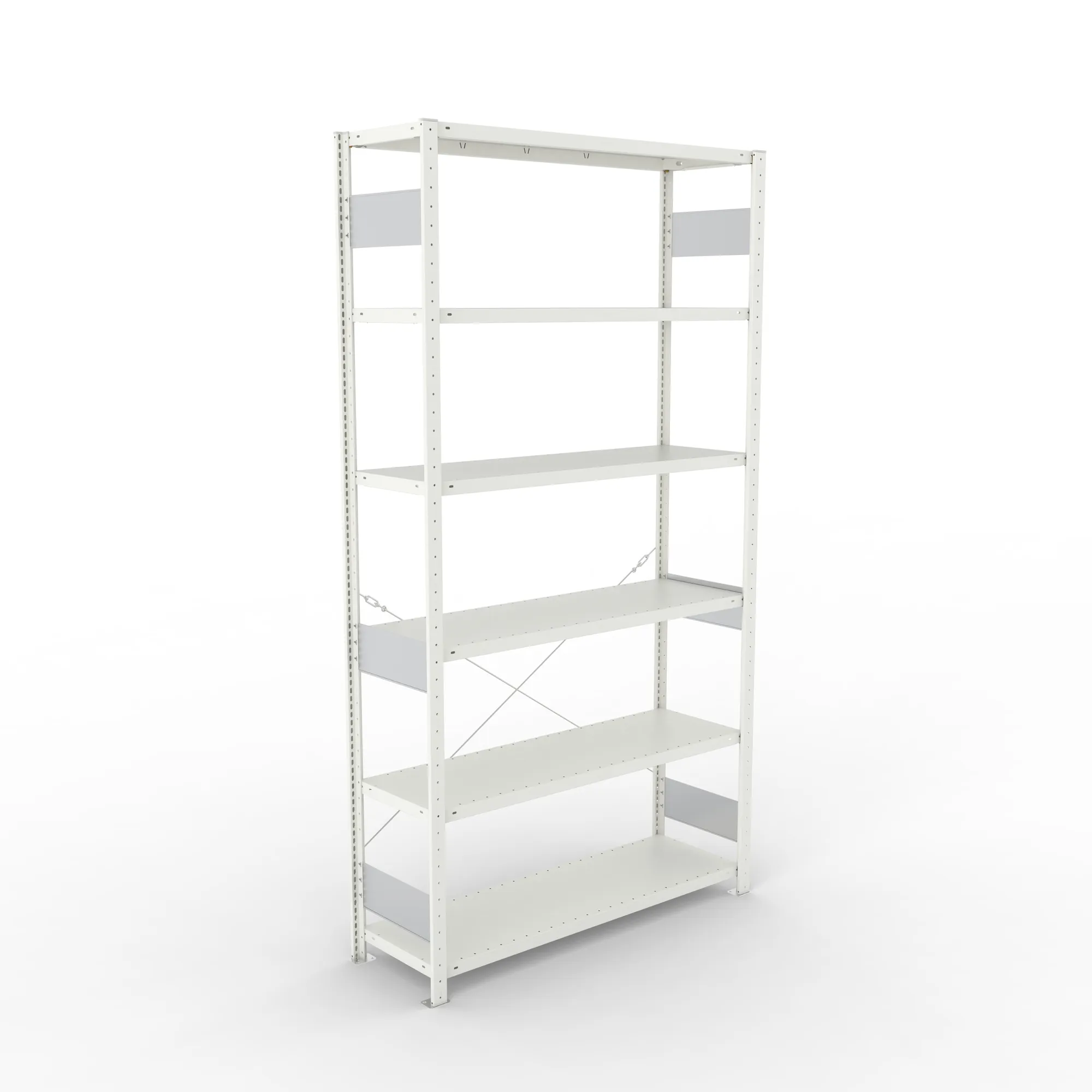 META CLIP S3, Fachbodenregal, Grundregal, 2500 x 1300 x 400 mm, Fachlast 230 kg, 6 Ebenen, RAL 7035 – Ansicht von oben